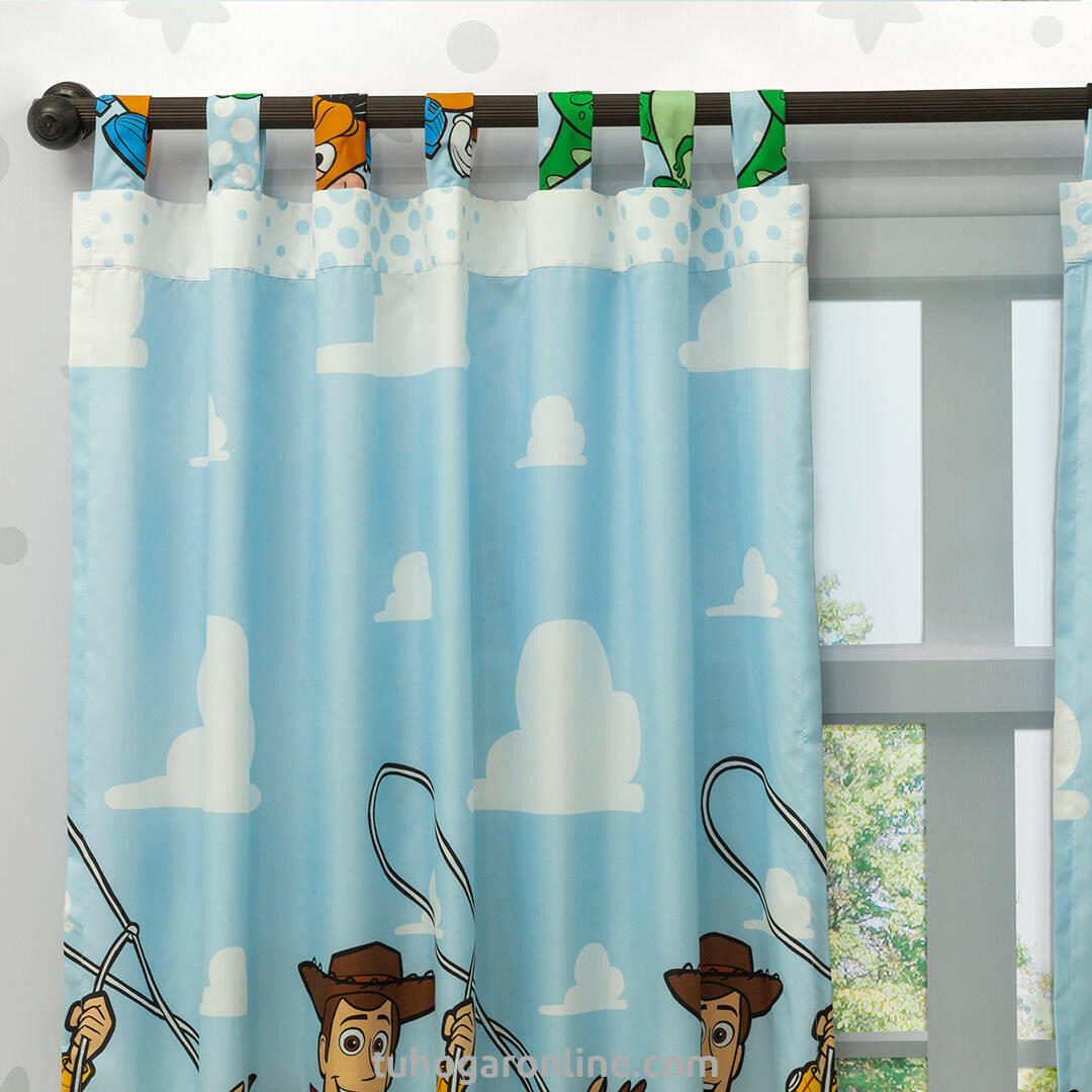 Juego De Sábana Con Cortinas Cama Semidoble Disney Toy Story Celeste Estampados Animados
