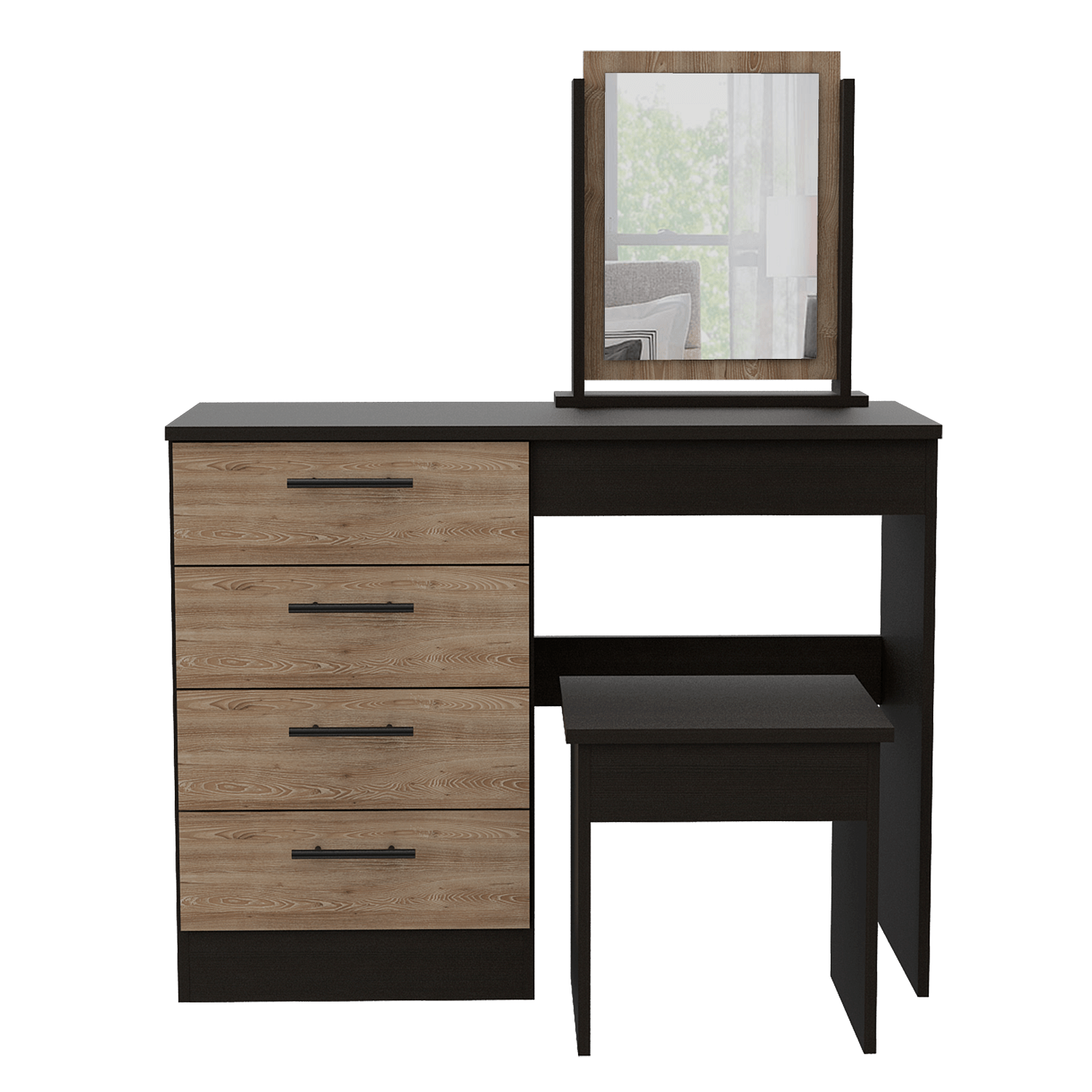 Mueble Tocador Kaia + Banca Rta Wengue Miel