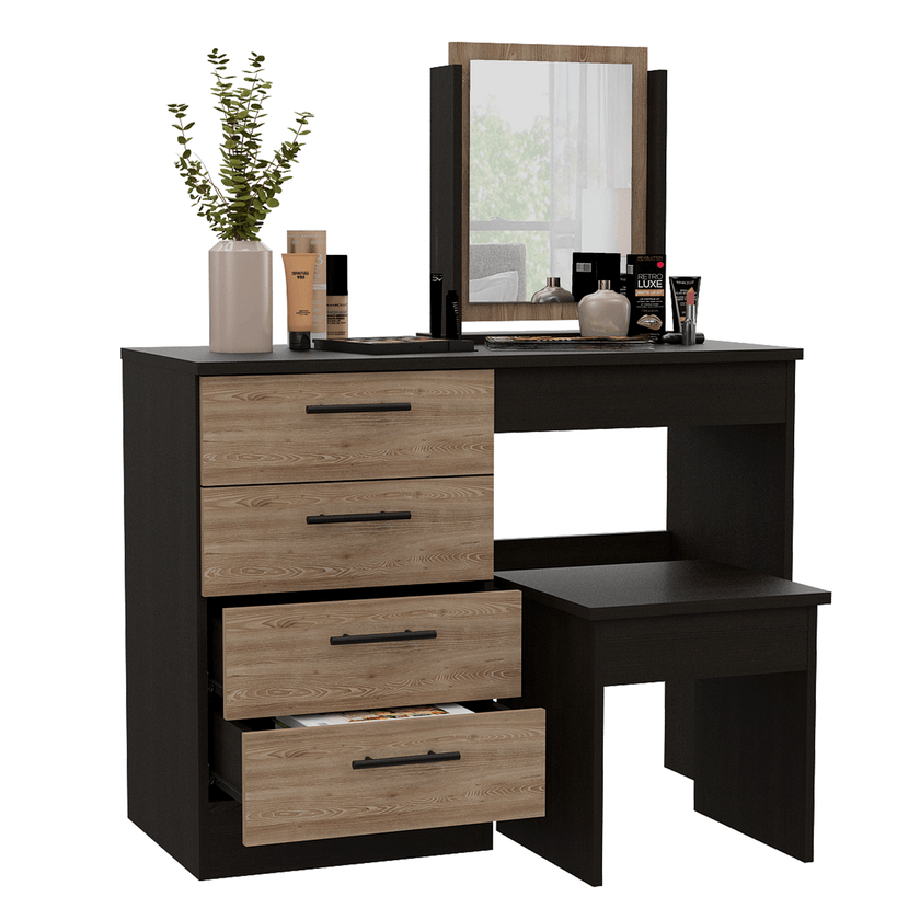Mueble Tocador Kaia + Banca Rta Wengue Miel