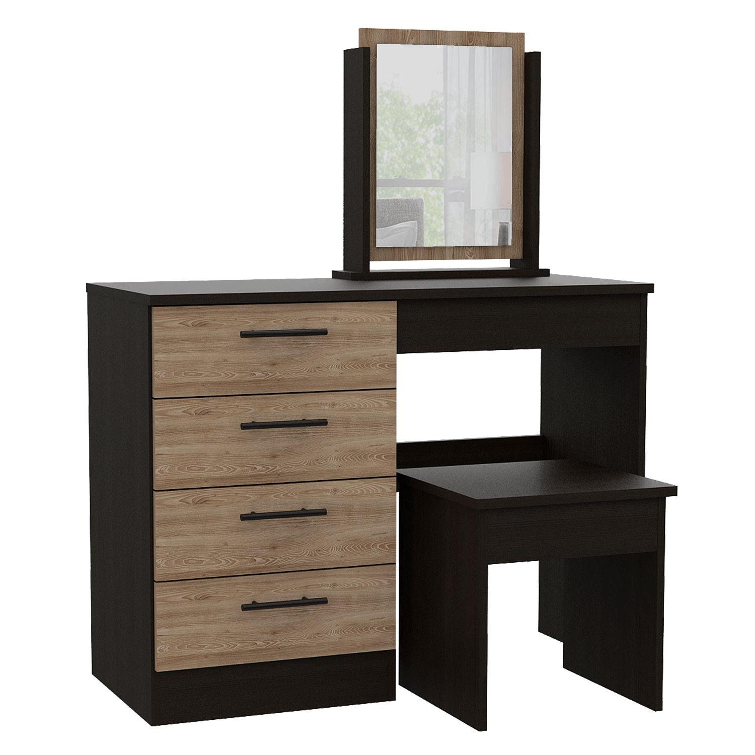 Mueble Tocador Kaia + Banca Rta Wengue Miel