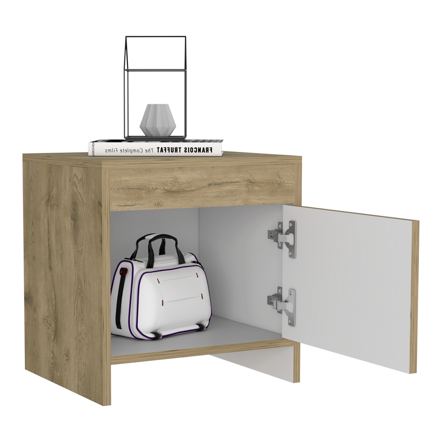 Mesa De Noche Colore Rta Macamadia + Blanco