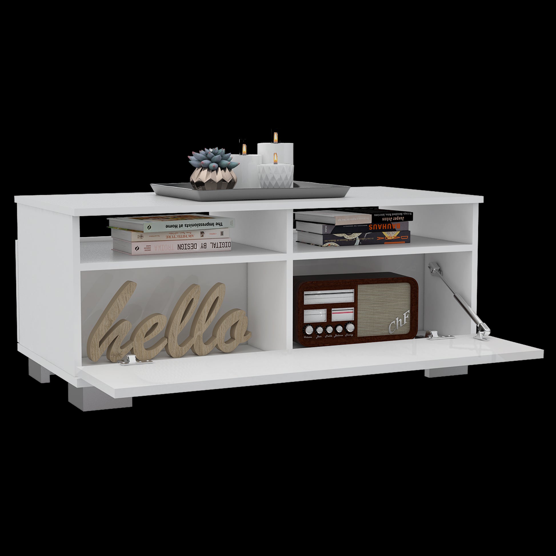 Mesa De Centro Aurora Rta Blanco + Blanco High Gloss