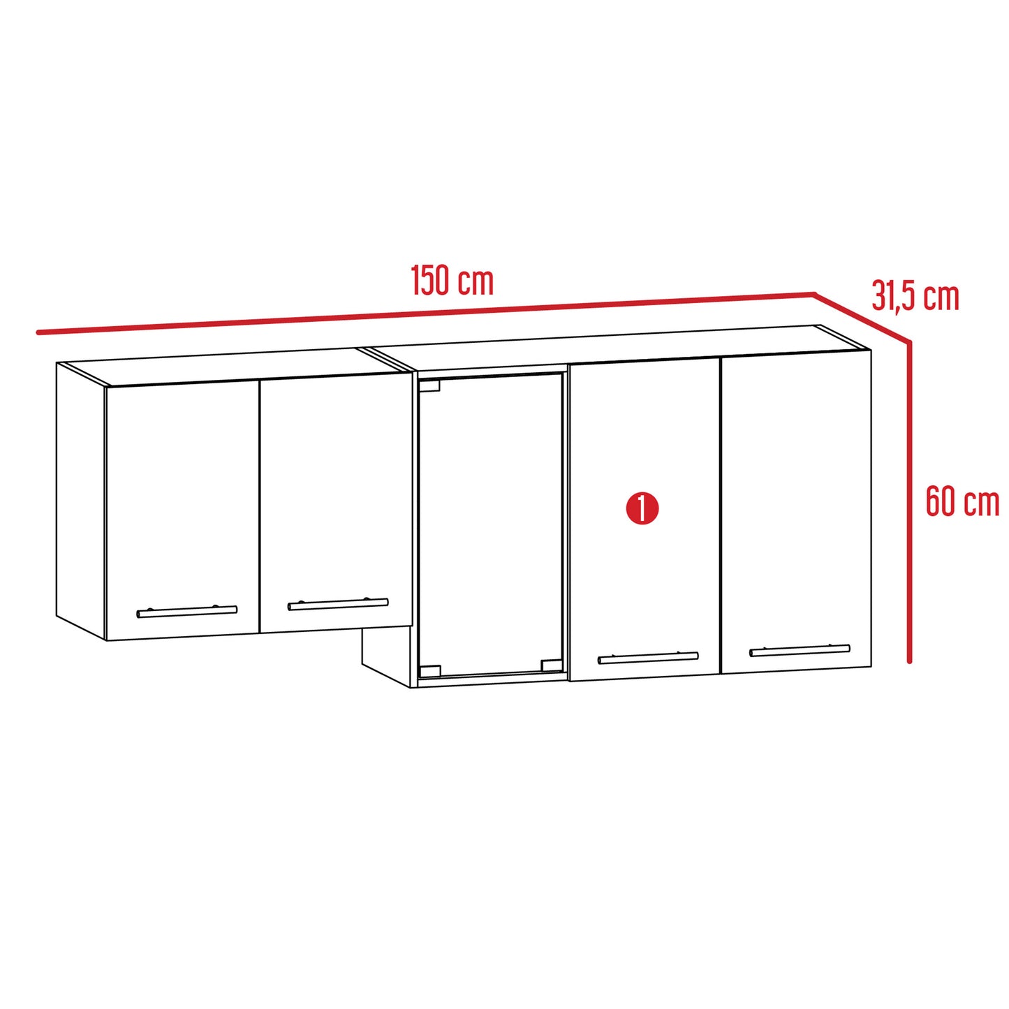 Mueble Superior De Cocina 150 Luna Rta  Wengue + Miel