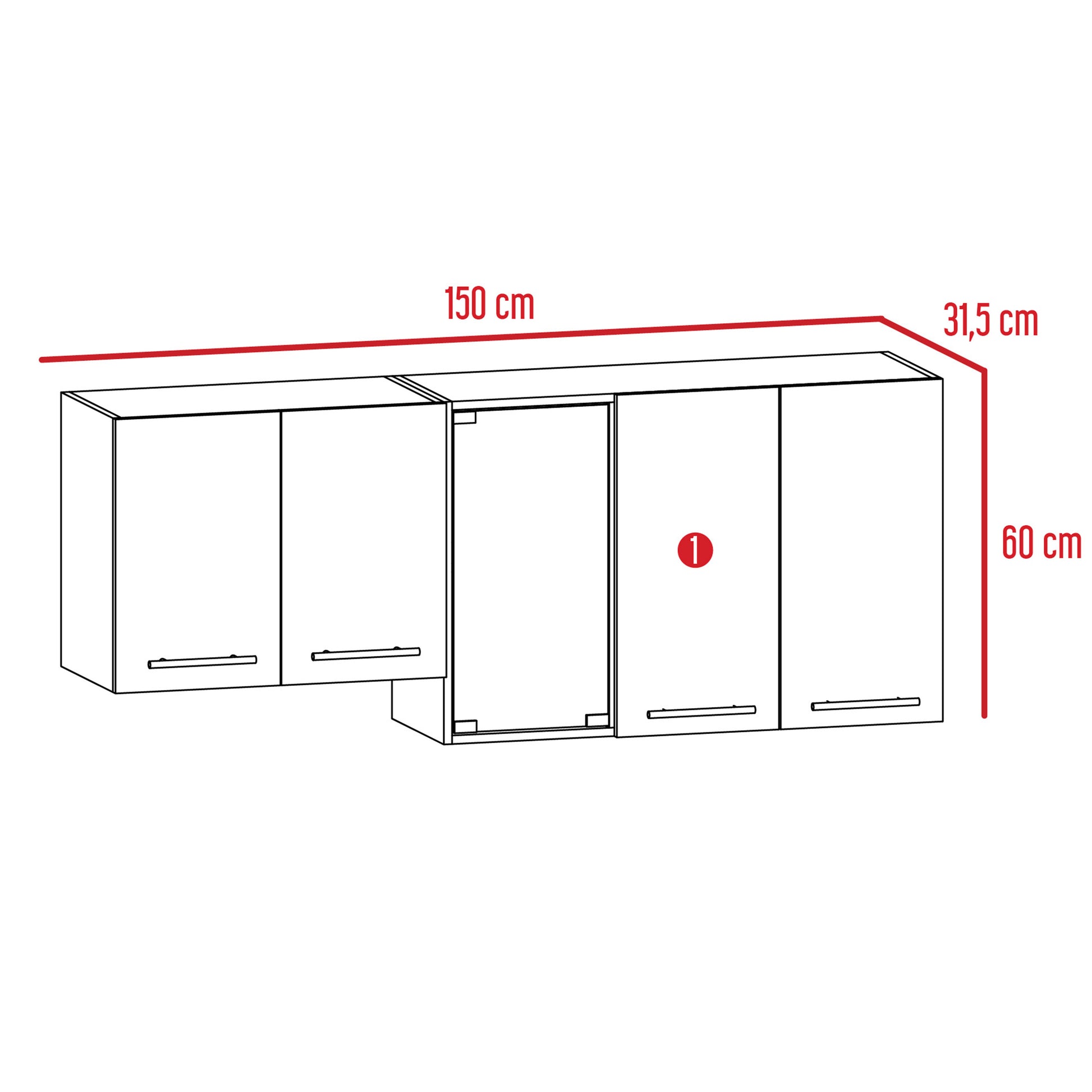 Mueble Superior De Cocina 150 Luna Rta  Wengue + Miel