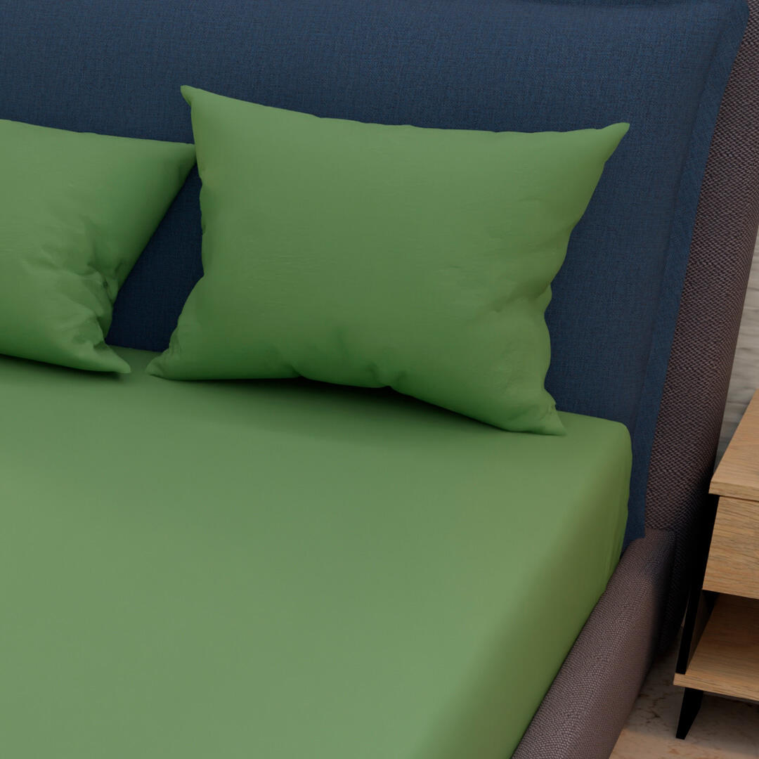 Sábana Ajustable Unicolor Microfibra Suavizada Verde Confortable