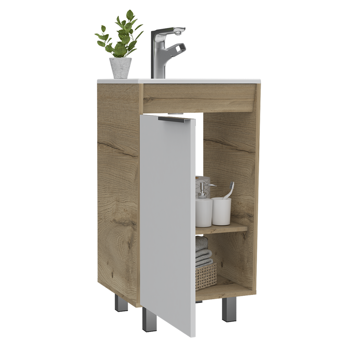 Mueble Lavamanos Crter 45 Piso Rta Duna + Blanco