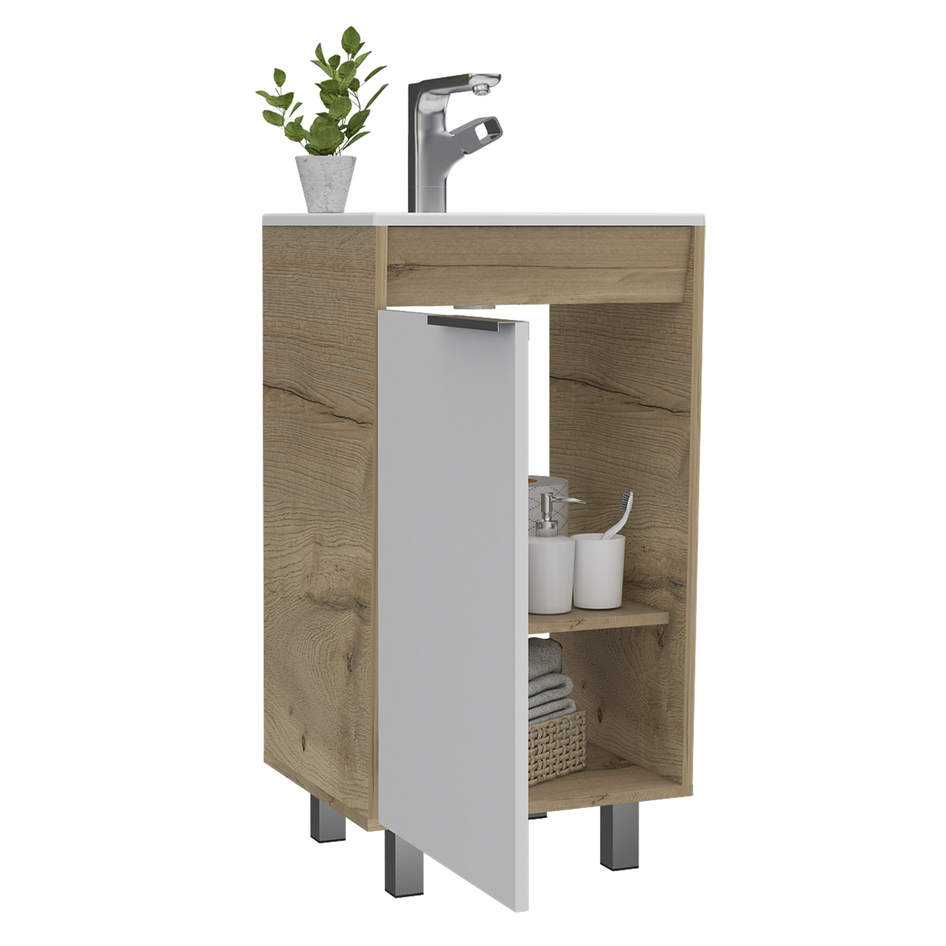 Mueble Lavamanos Crter 45 Piso Rta Duna + Blanco