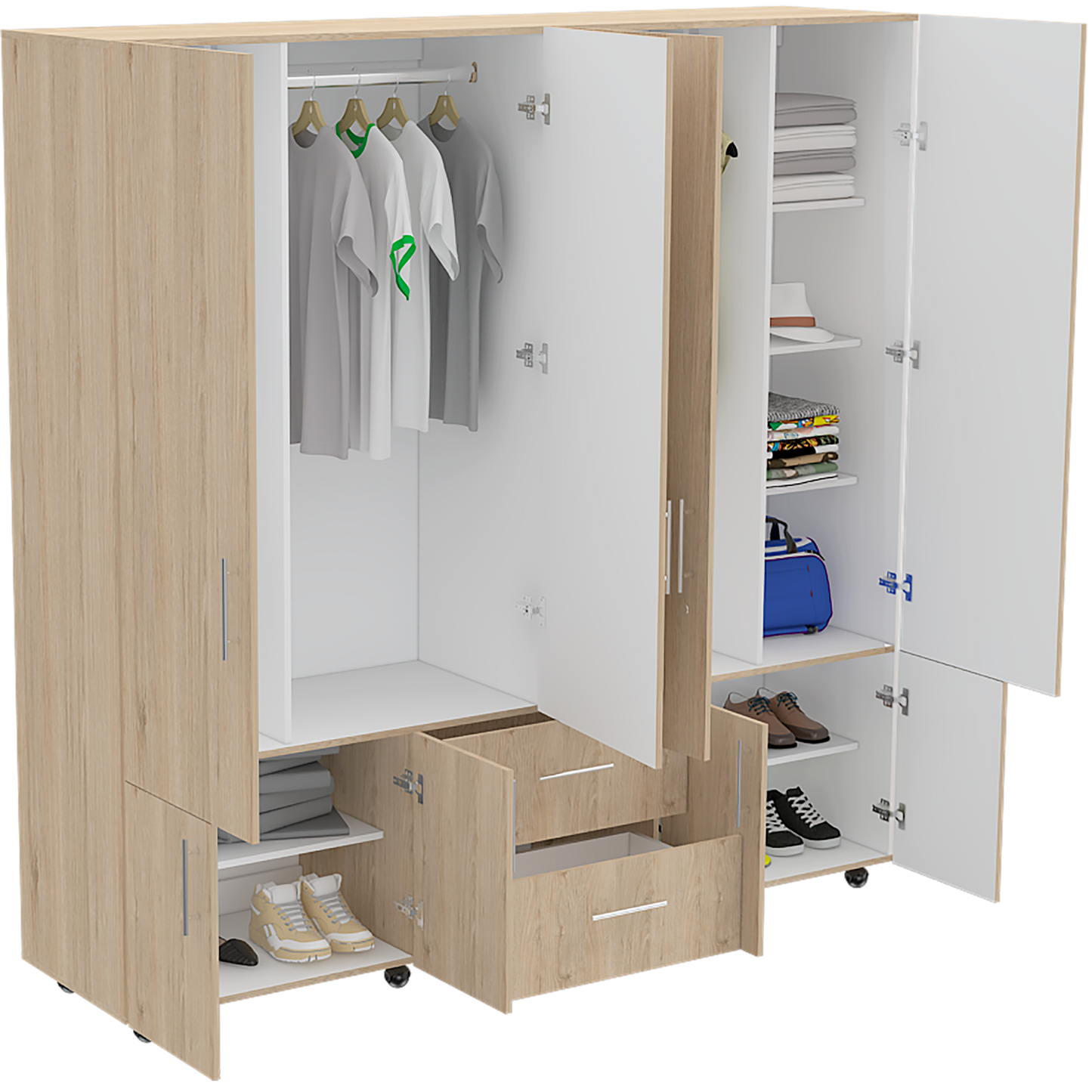 Closet Cantelmo 200 X 200 X 48 Rta Rovere + Blanco