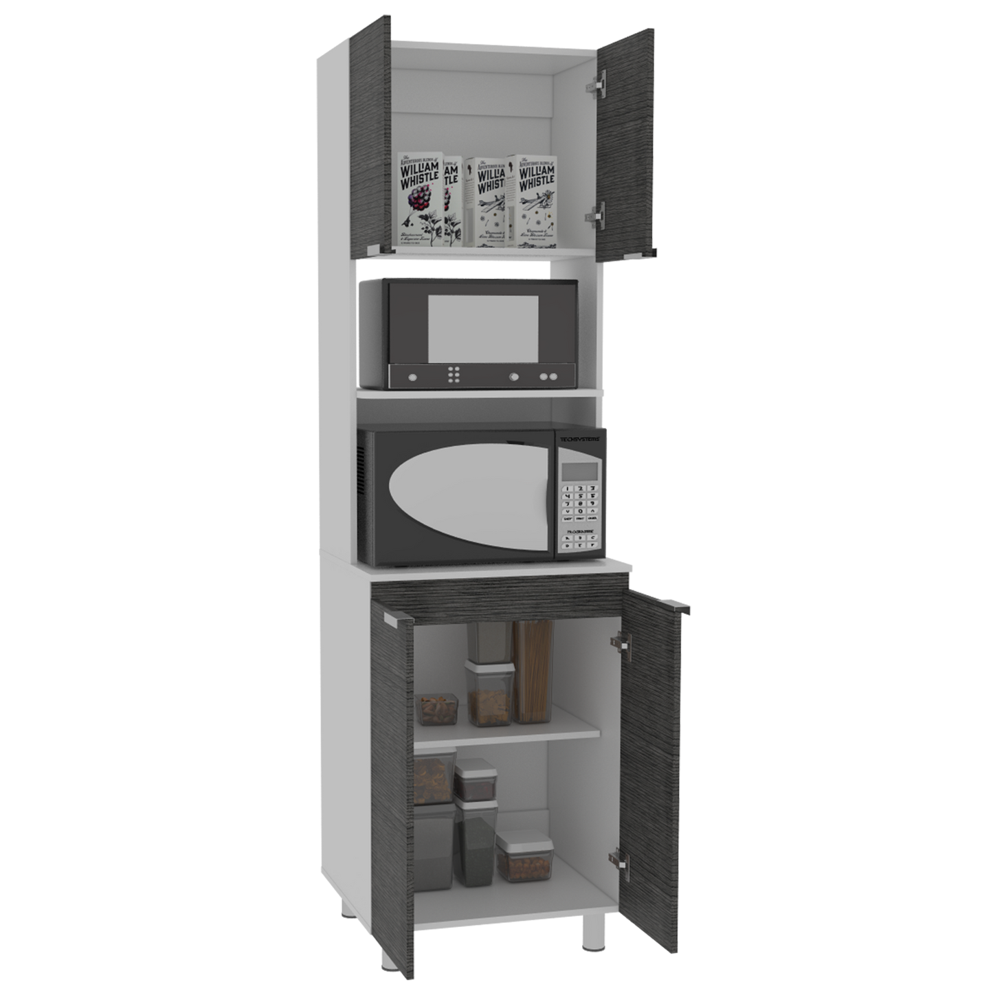Mueble Microondas Fendi Rta Blanco + Roble Gris