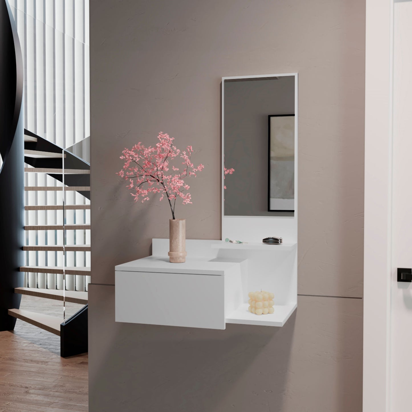 Recibido Flotante Vienna 1C 91X60X35 Rta Blanco Zf