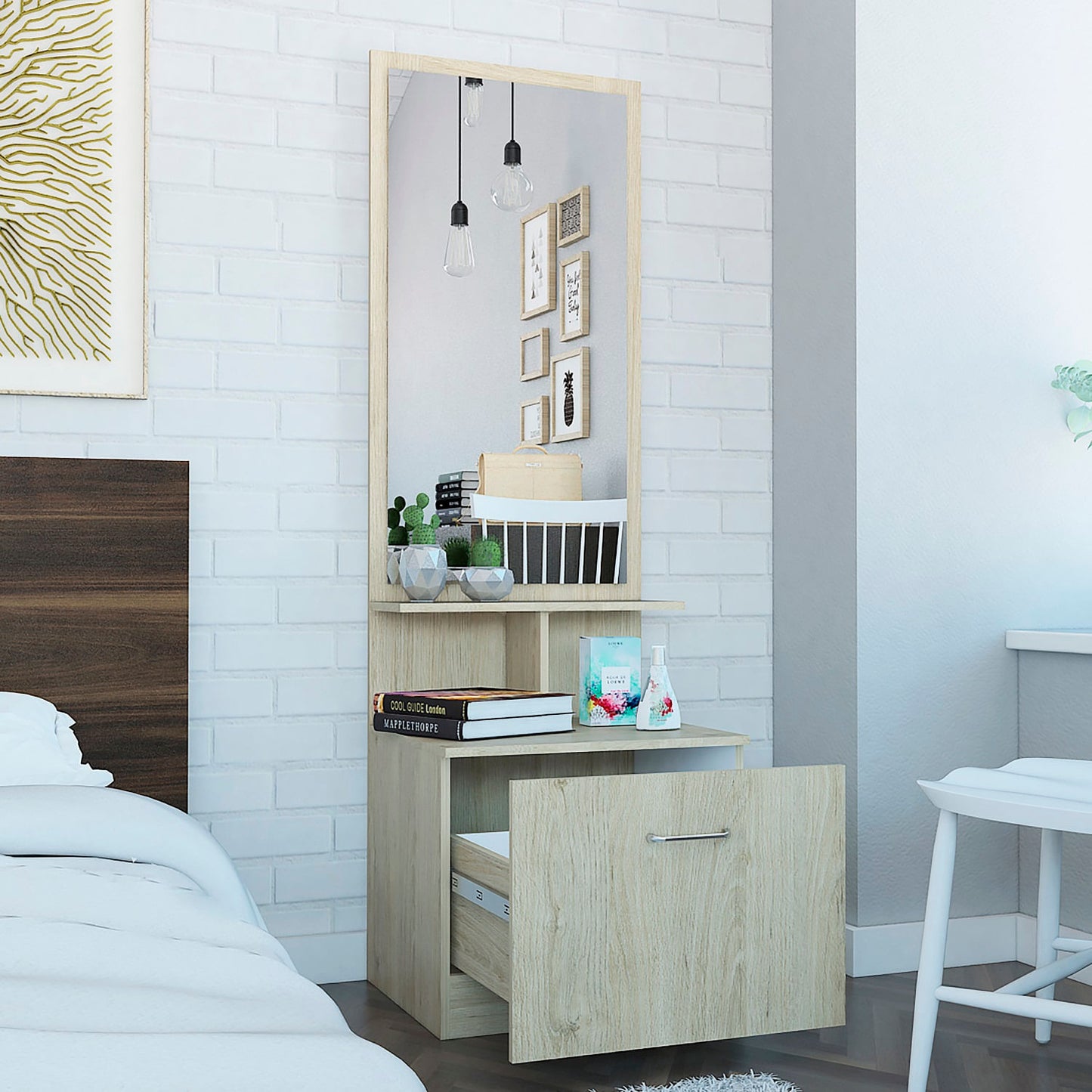 Velador Multifuncional Z-54R Rovere+Blanco