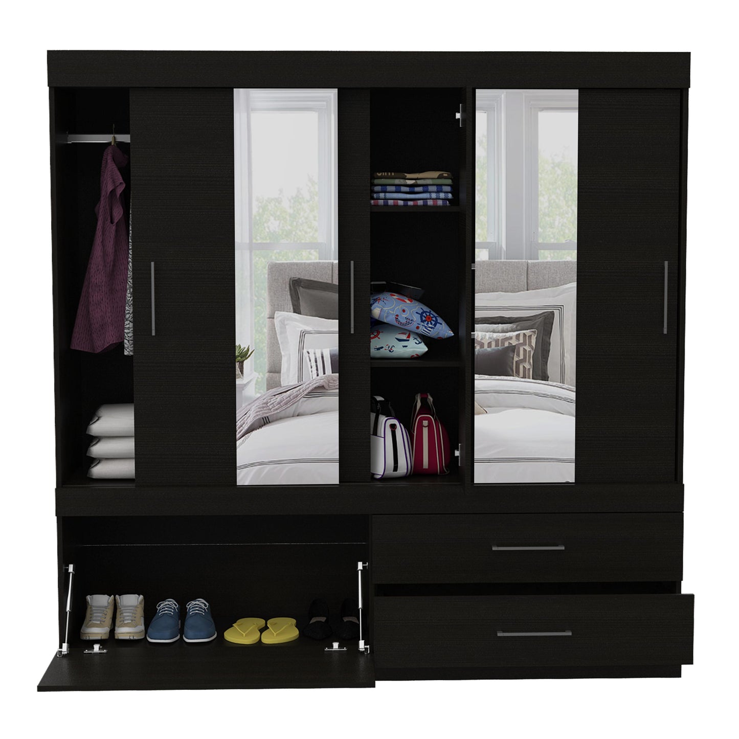 Closet Portofino 180 X 180 X 48 C/Espejo Rta Wengue