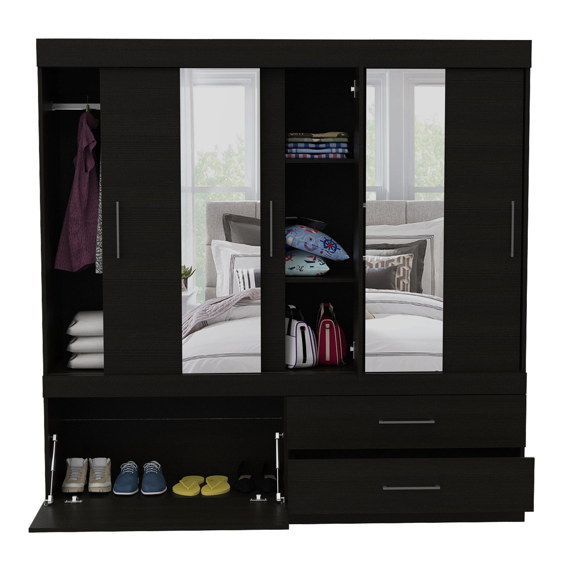 Closet Portofino 180 X 180 X 48 C/Espejo Rta Wengue