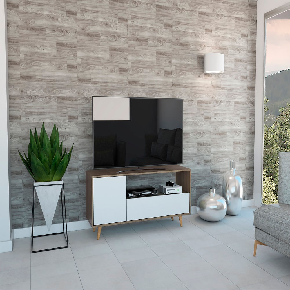 Rack Para Tv Lavanda Café Expresso + Blanco
