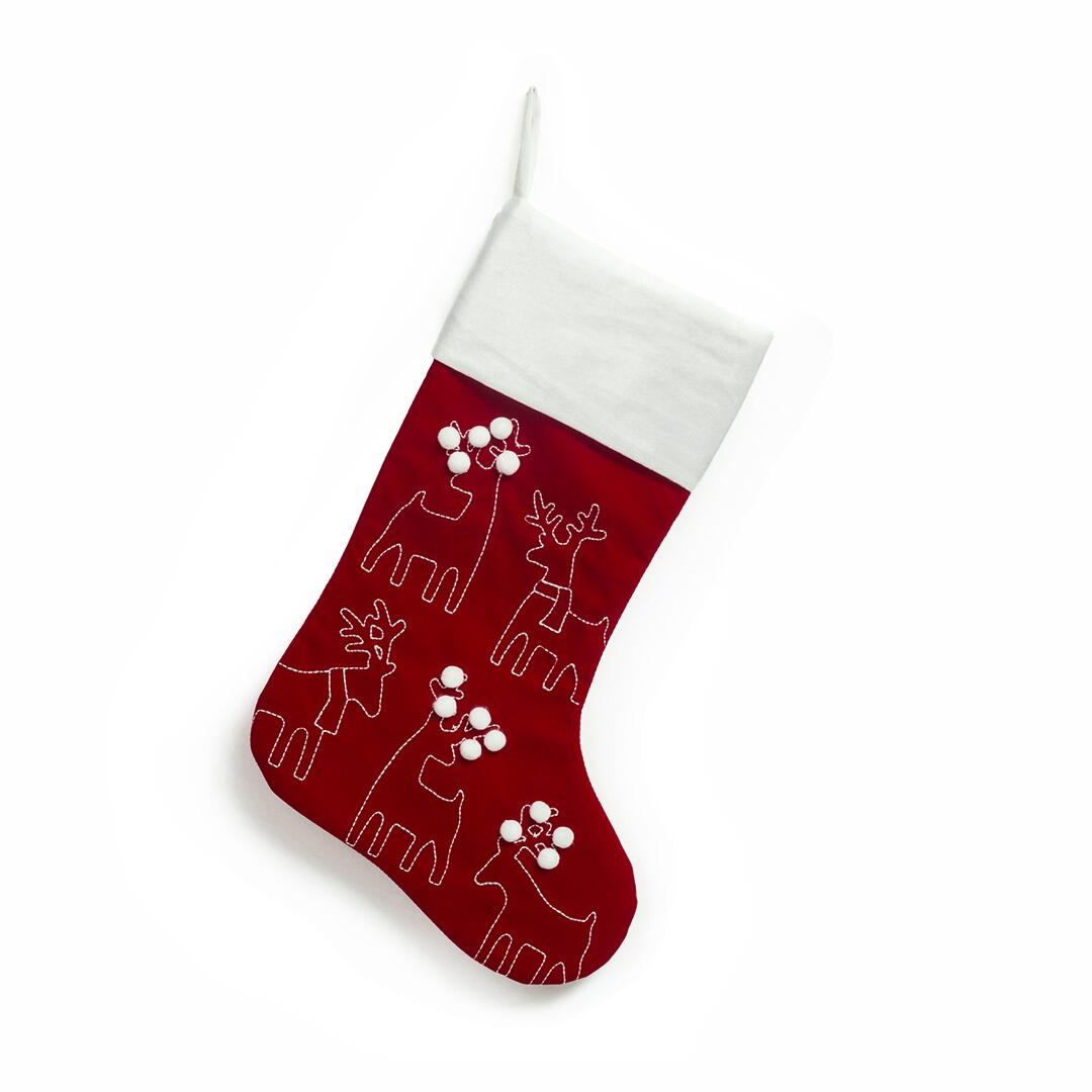 Bota De Navidad Renos Fondo Rojo