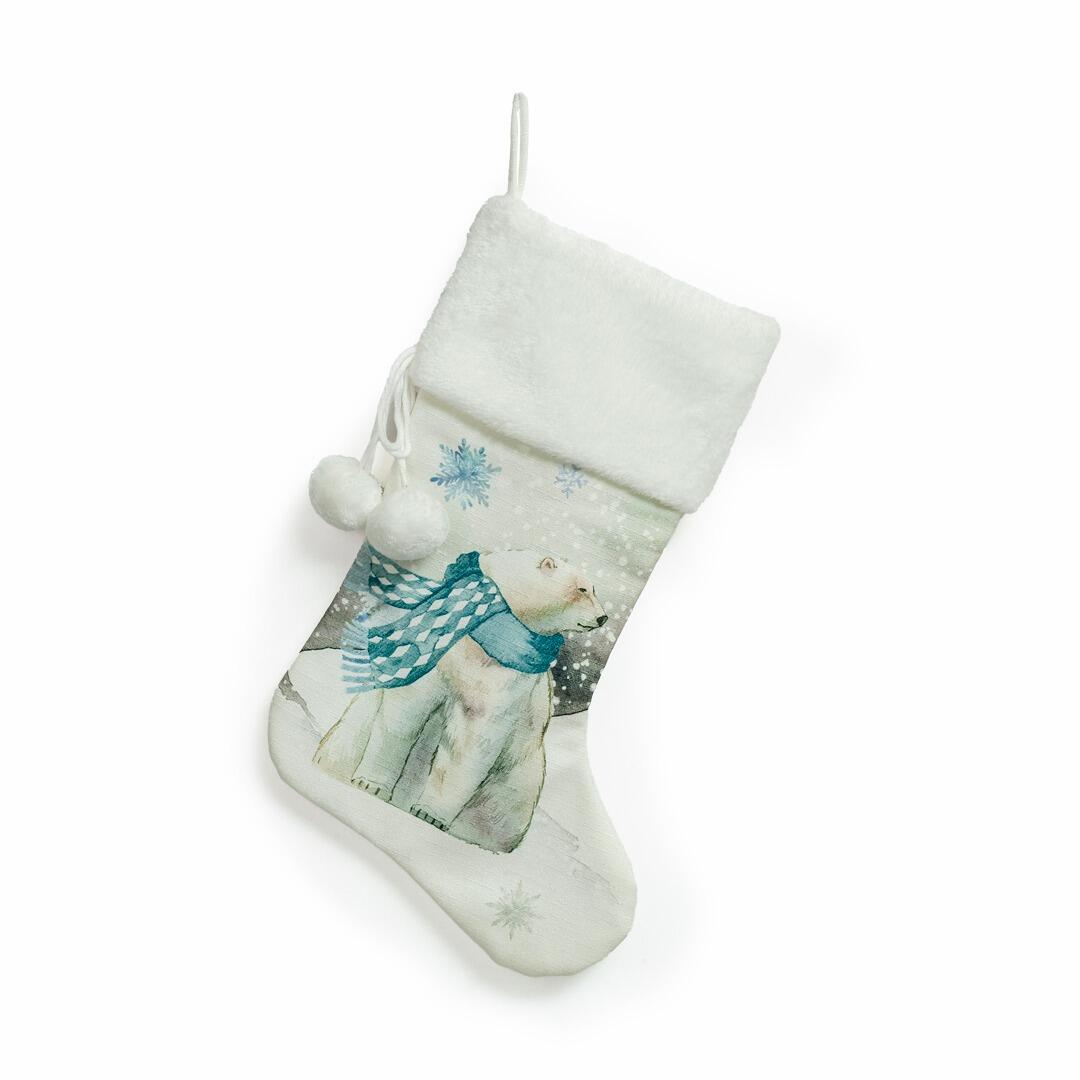 Bota De Navidad Oso Polar Fondo Blanco