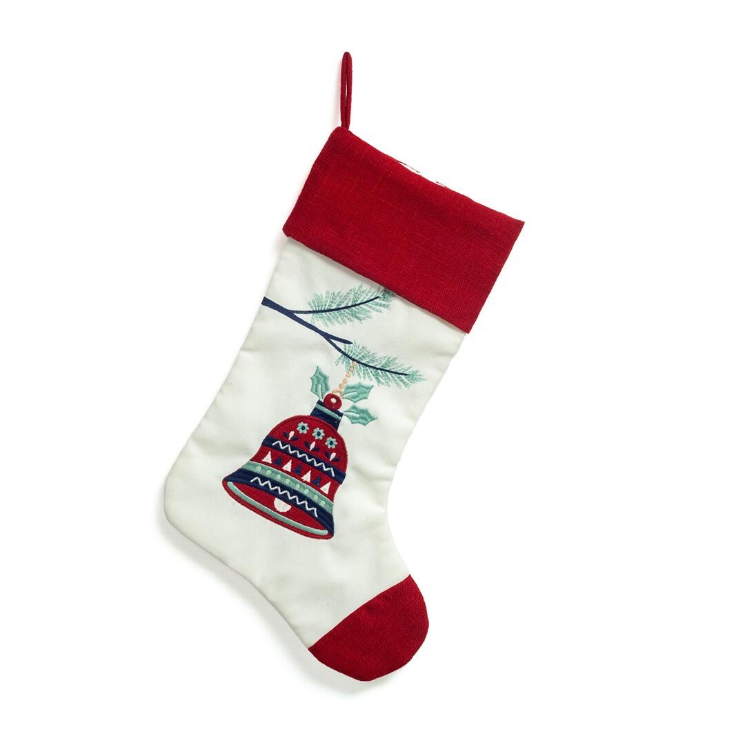 Bota De Navidad Campana Navideña Fondo Blanco Con Rojo