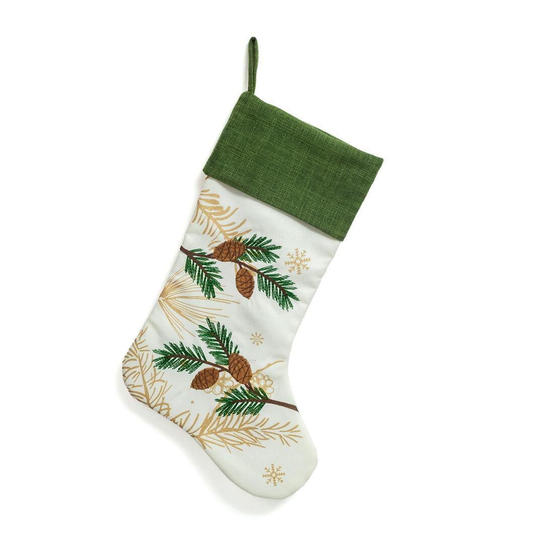 Bota De Navidad Espigas Navideñas Fondo Blanco Con Verde