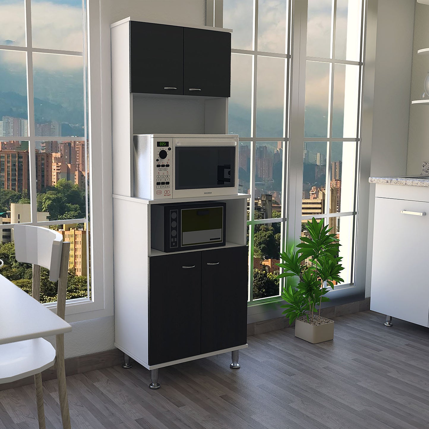 Mueble Alacena Fenix Rta Blanco + Wengue