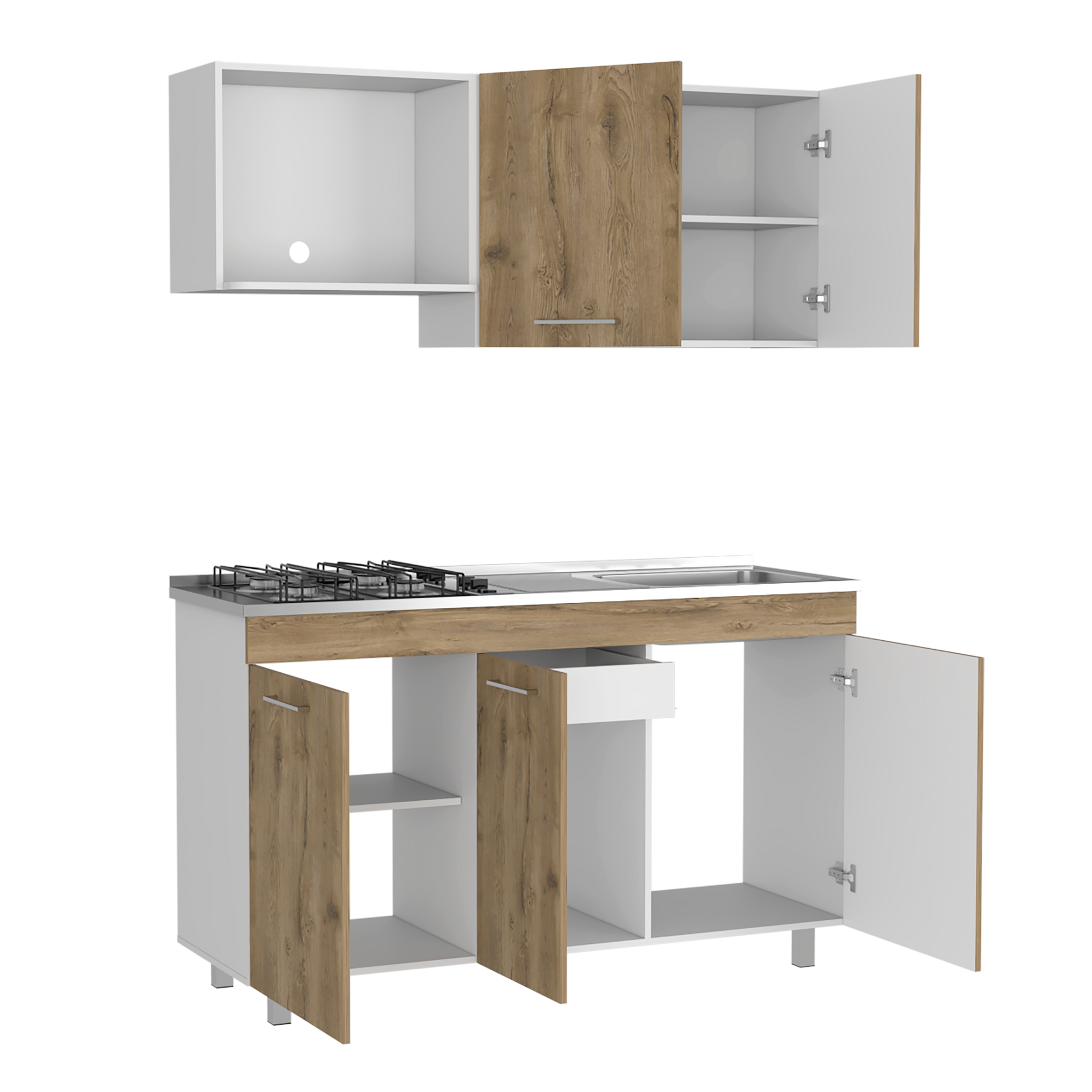 Cocina 150 Miro Lite Rta Macadamia + Blanco