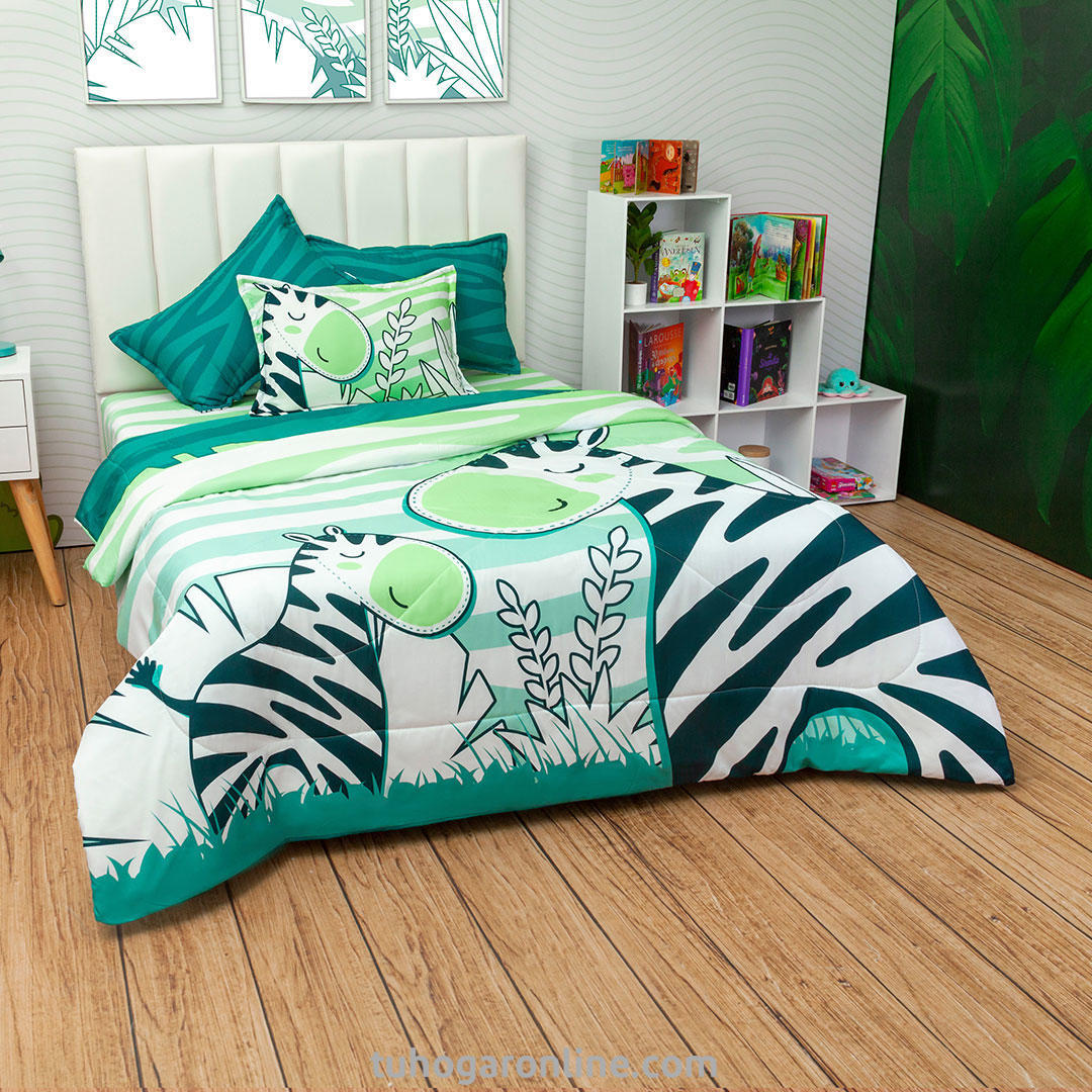 Cubrelecho Acolchado Doble Faz Linea Zoo Cebra