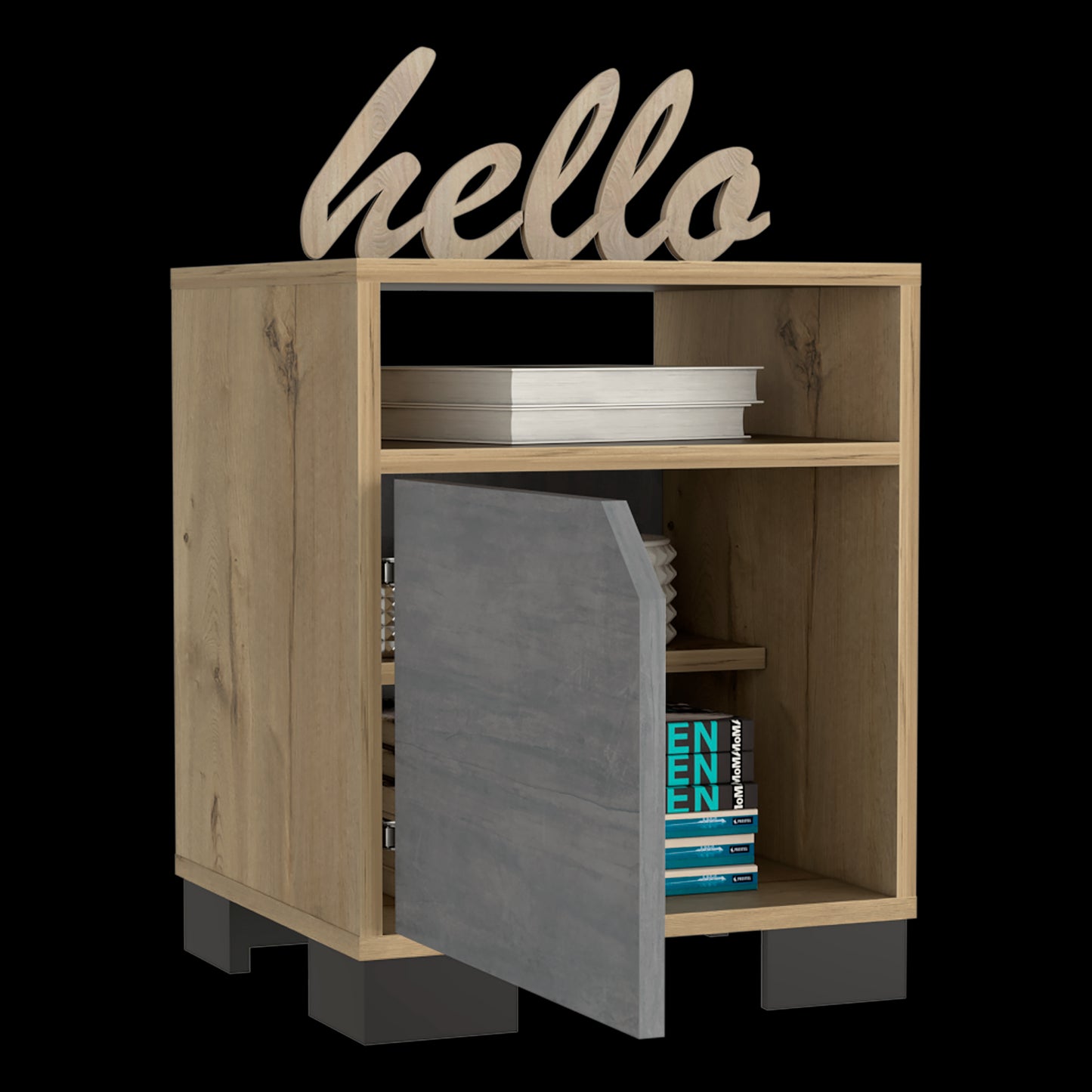 Mesa De Noche Loira Rta Duna + Cemento