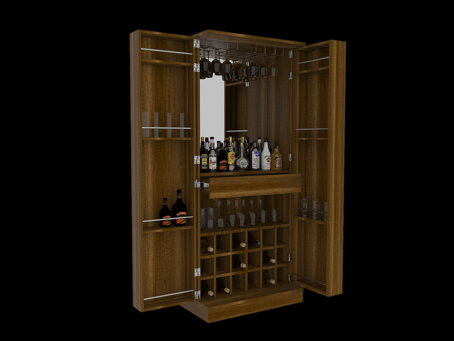 Bar Malbec Con Espejo Alto Rta Caramelo
