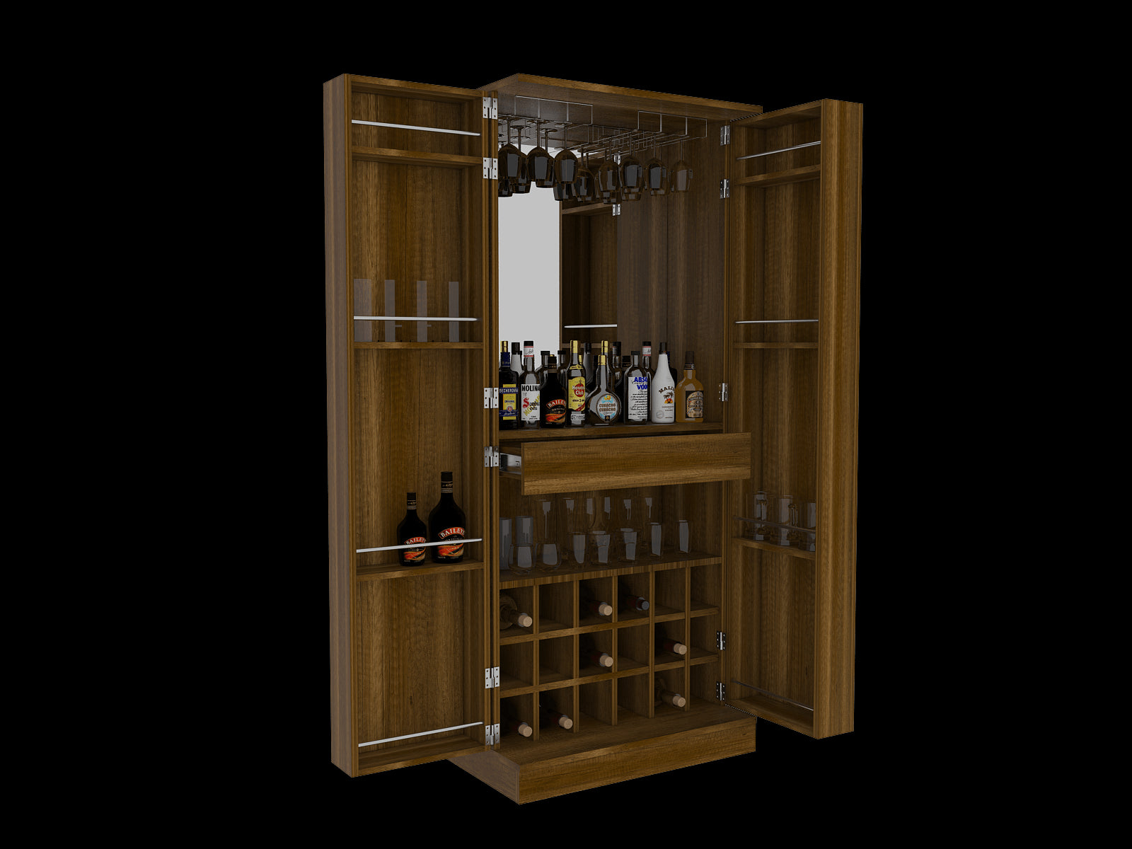Bar Malbec Con Espejo Alto Rta Caramelo