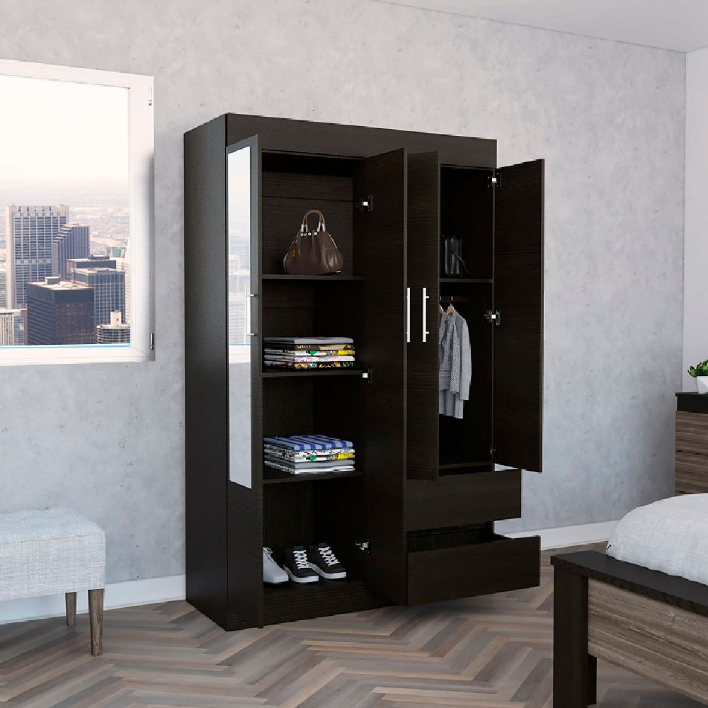 Closet Caoba Con Espejo Rta Wengue