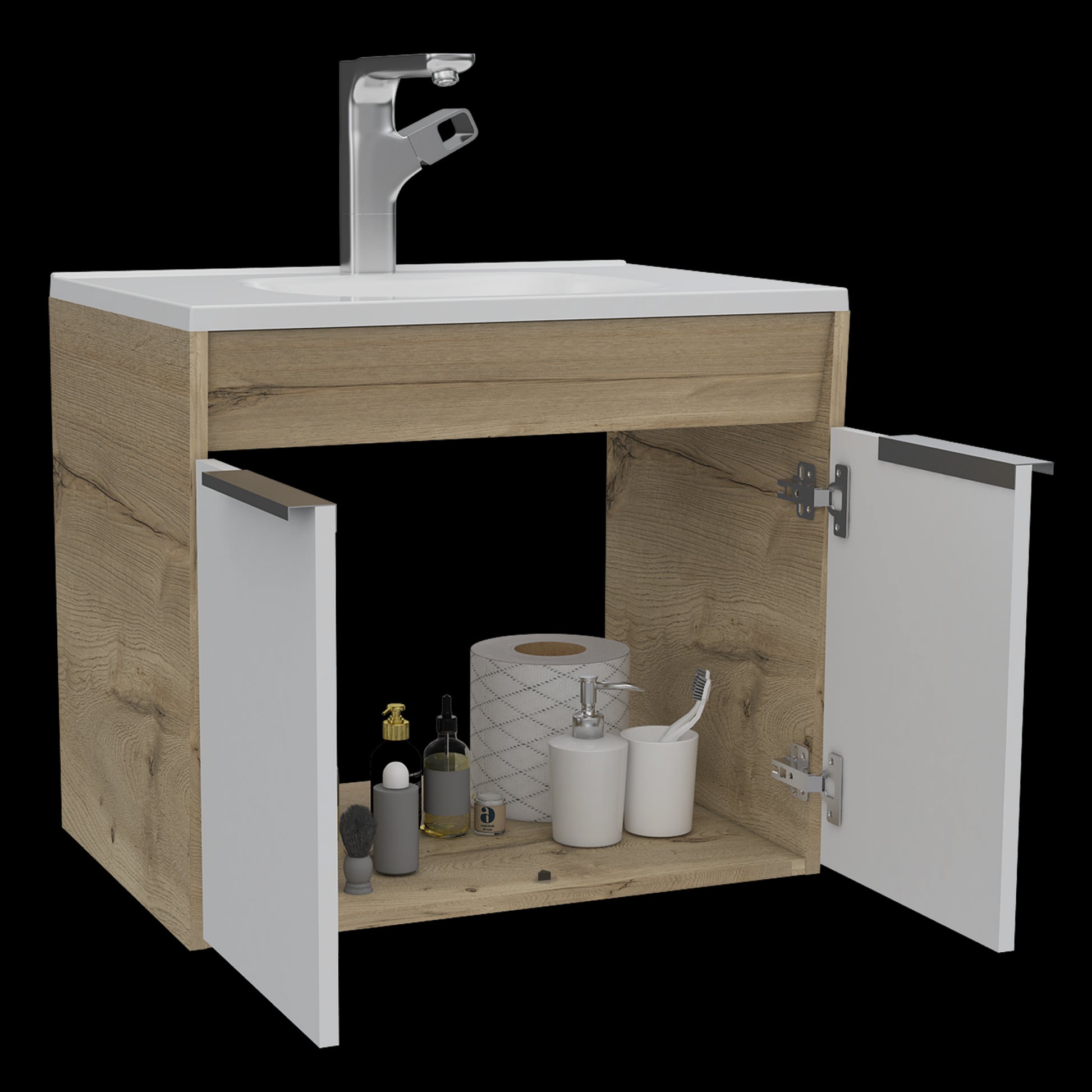 Mueble Lavamanos Carter 60 Flotante Rta Duna + Blanco