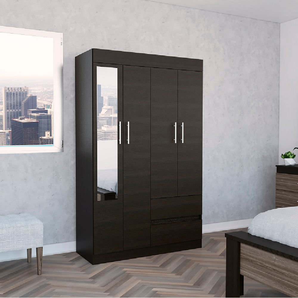 Closet Caoba 183 X 120 X 47 Con Espejo Rta Wengue