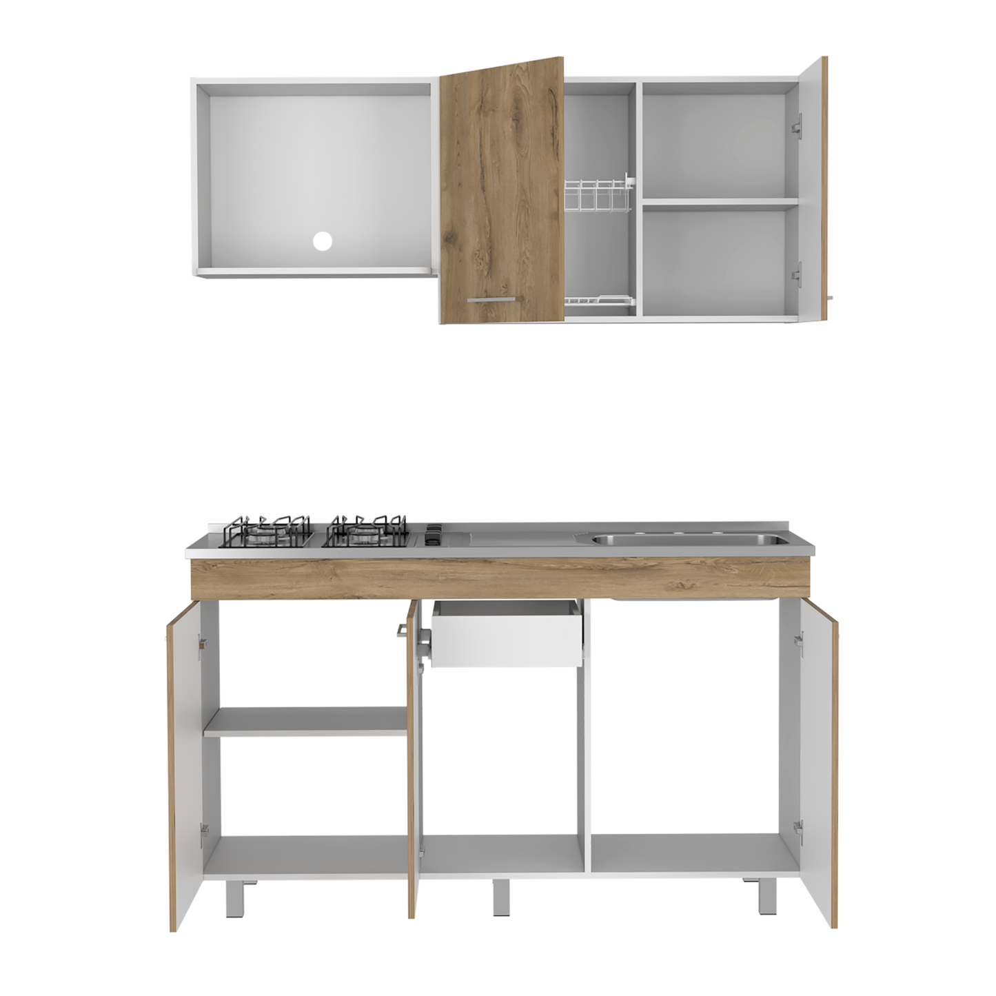 Cocina 150 Miro Lite Rta Macadamia + Blanco