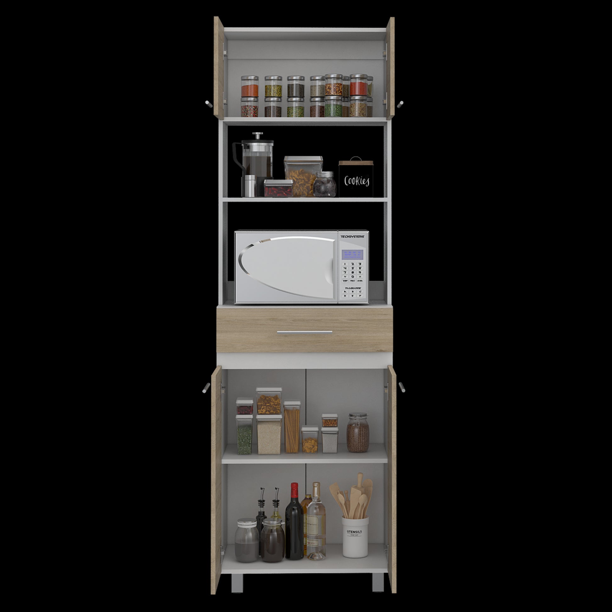 Modulo Microondas Luna Rta Blanco + Rovere