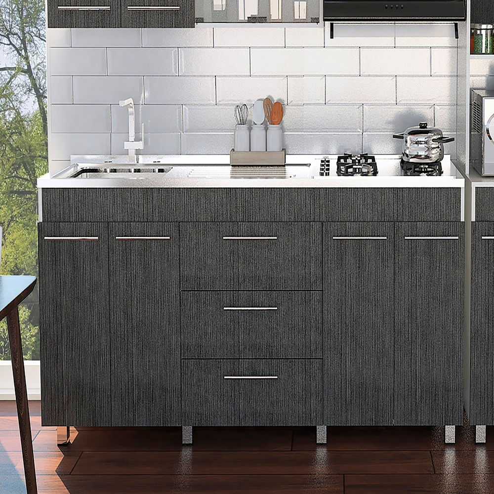 Mueble Inferior 180 Bari Blanco Roble Gris