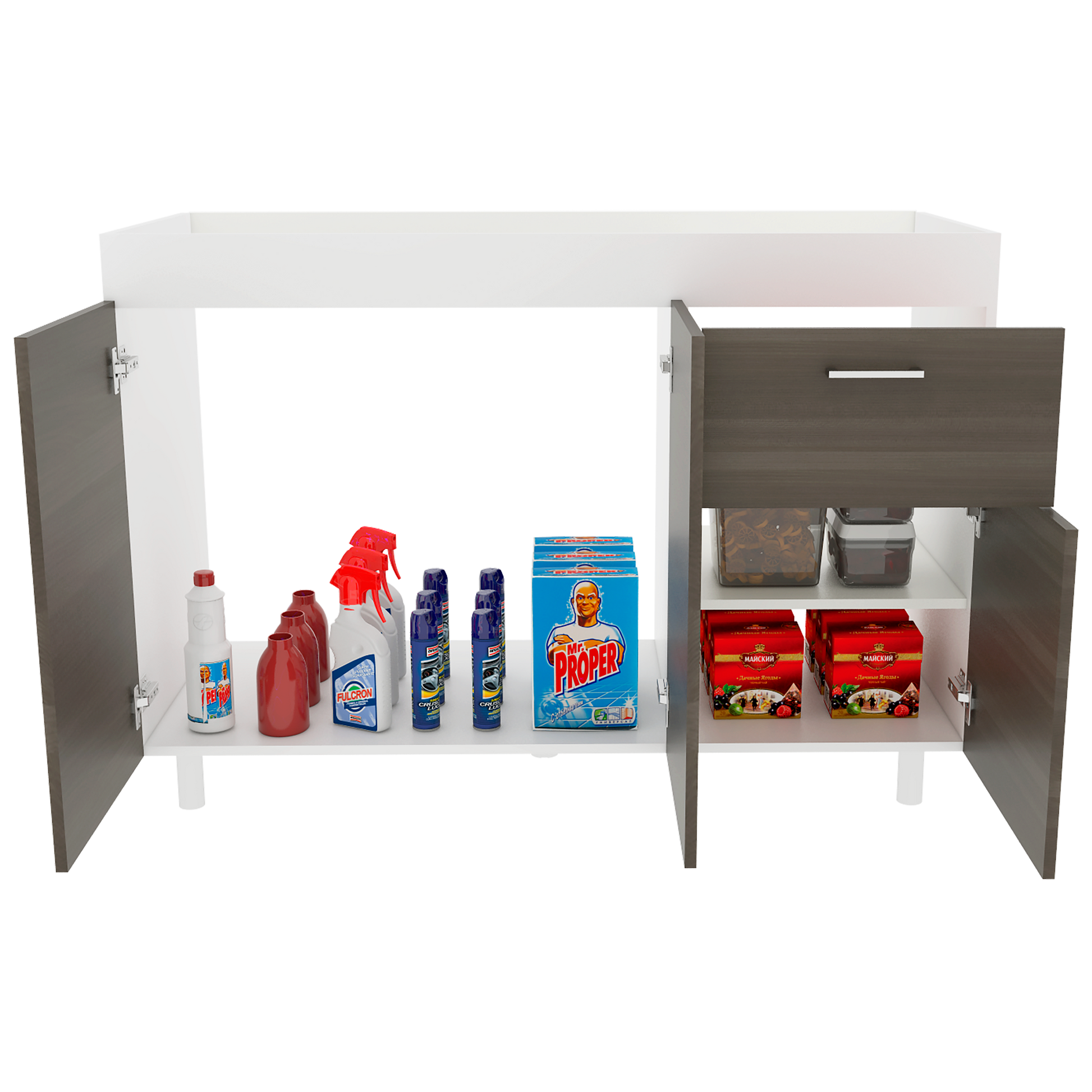 Mueble Inferior Cocina Rossi Rta Blanco + Olivo