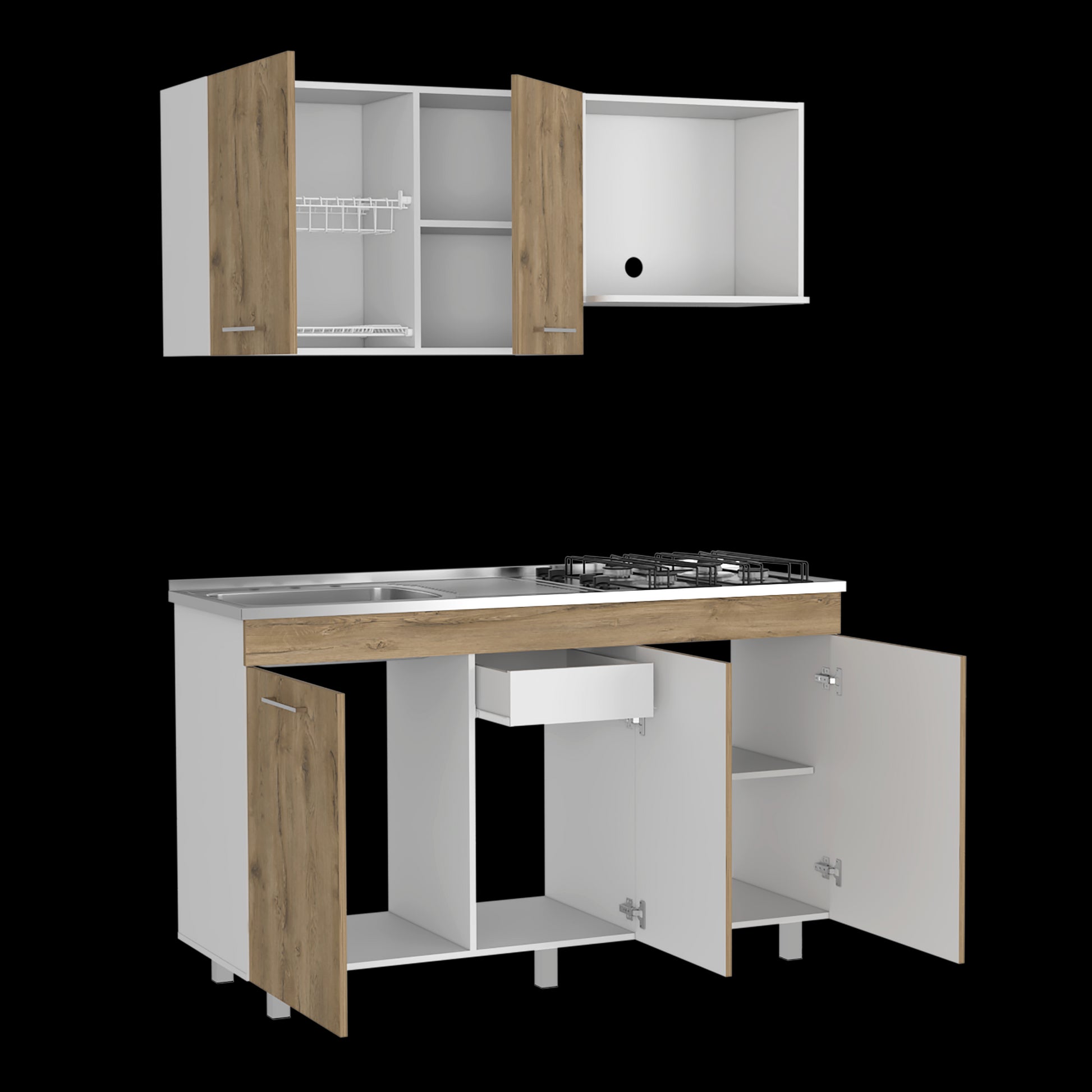 Cocina 150 Miro Lite Rta Macadamia + Blanco