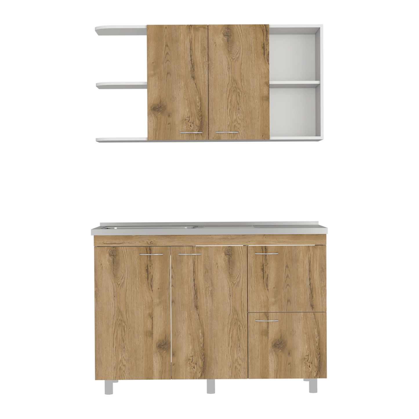 Cocina 120 Elica Lite Rta Blanco + Macadamia