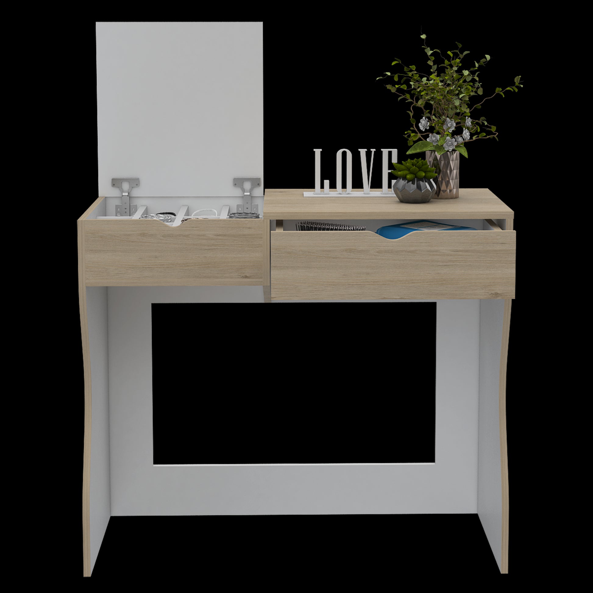 Mueble De Tocador Perla 90 Rta Rovere + Blanco