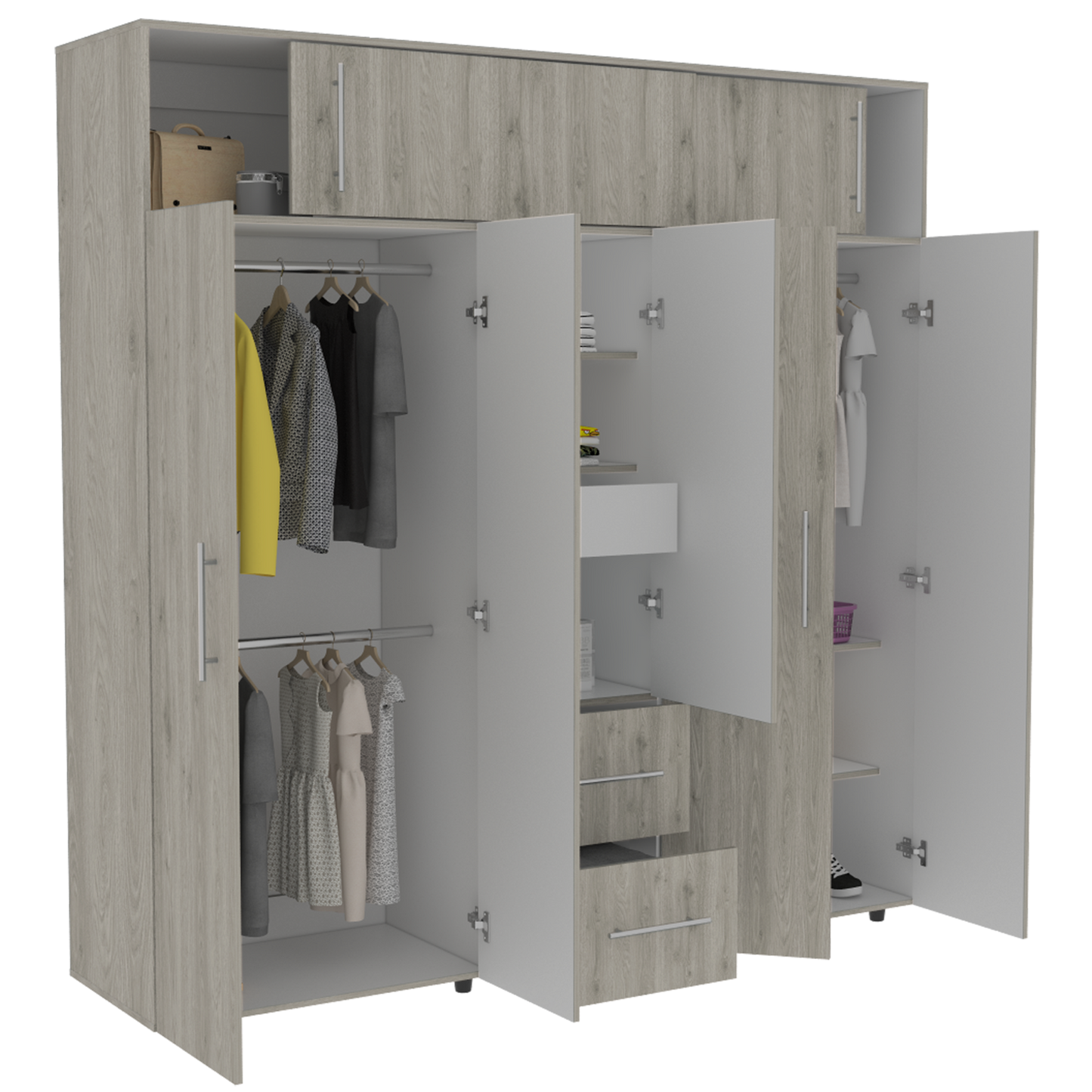 Closet Bigaf 204 X 200 X 50 Rta Bardolino + Blanco