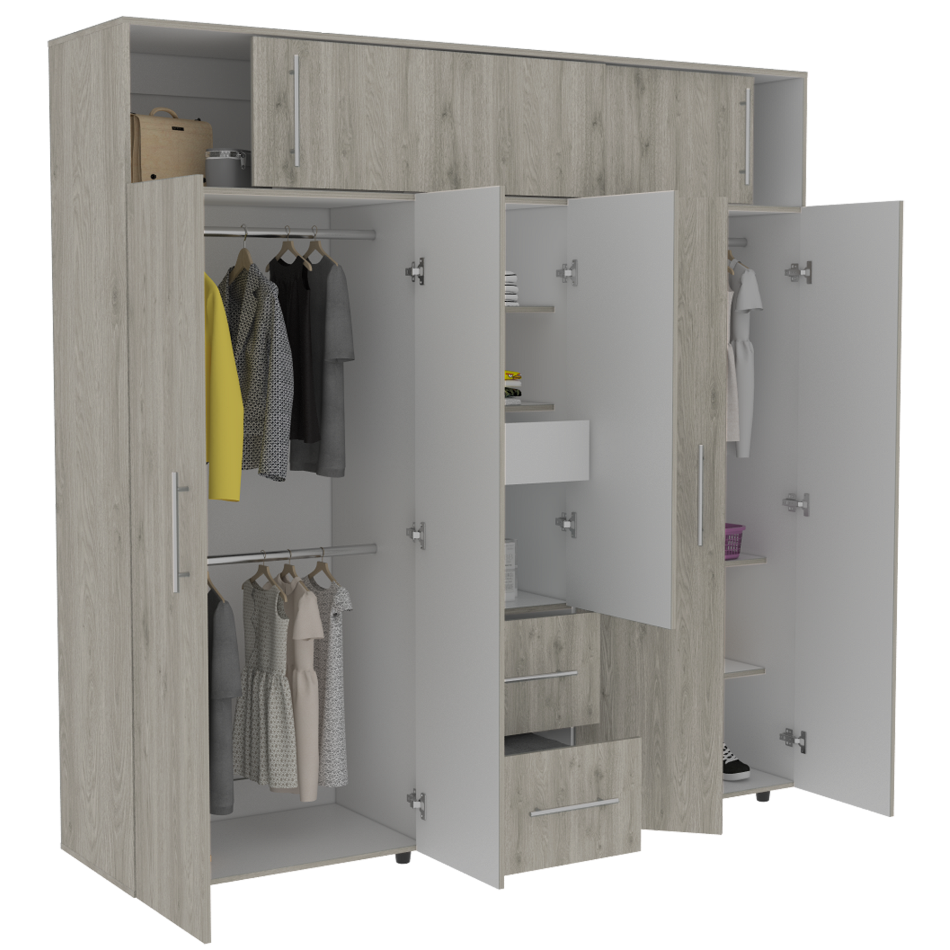 Closet Bigaf 204 X 200 X 50 Rta Bardolino + Blanco