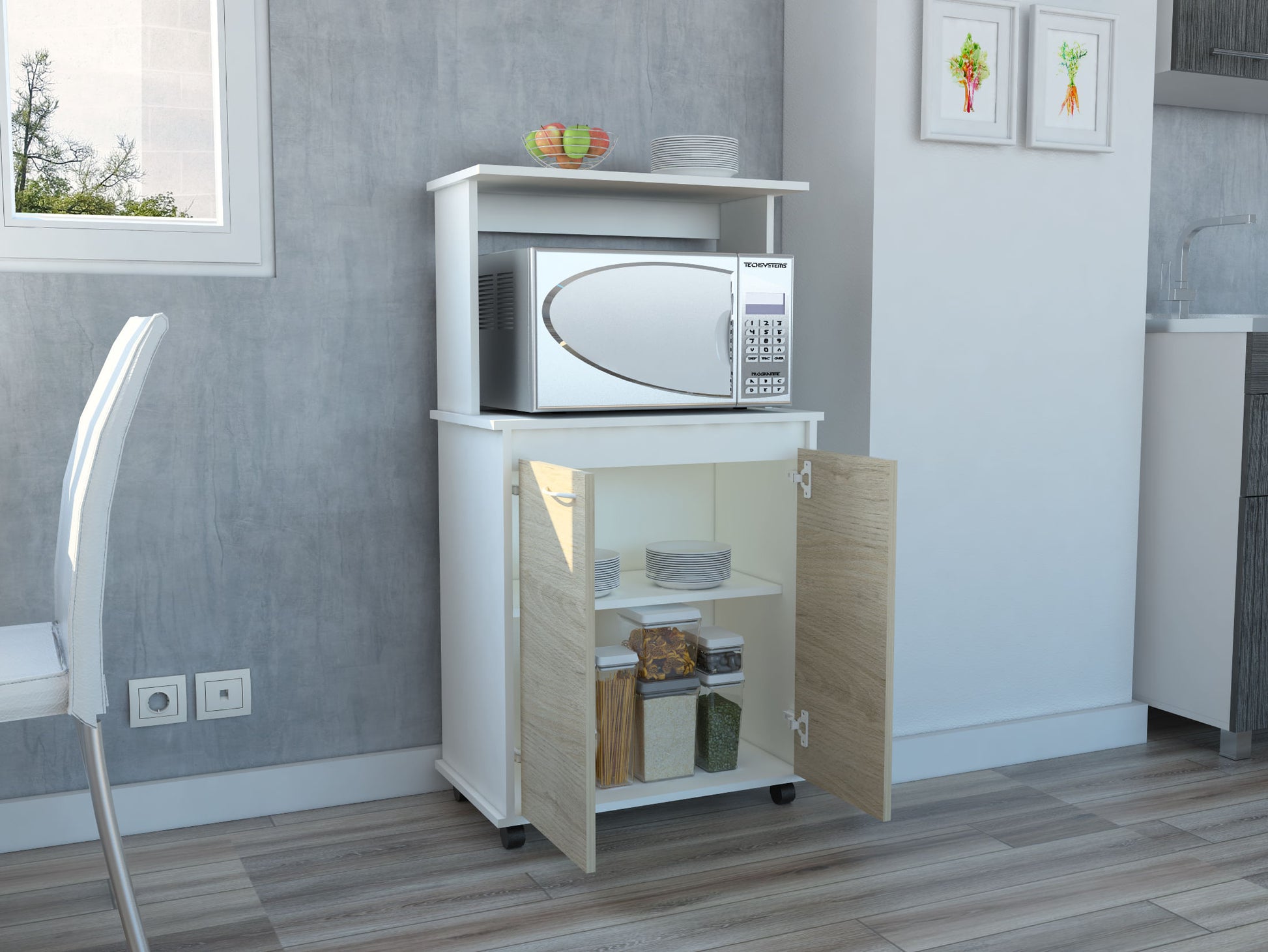 Mueble Cocina Kitchen 36 Rta Blanco + Rovere