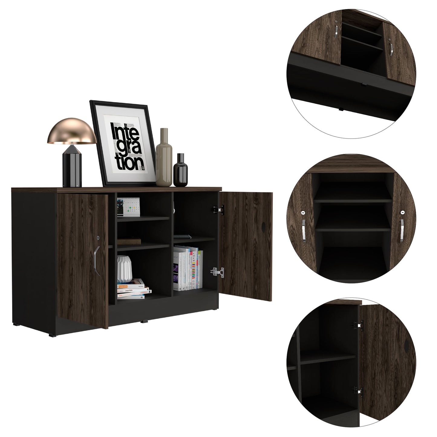 Gabinete Home Office 2 Puertas Rta Wengue + Milan