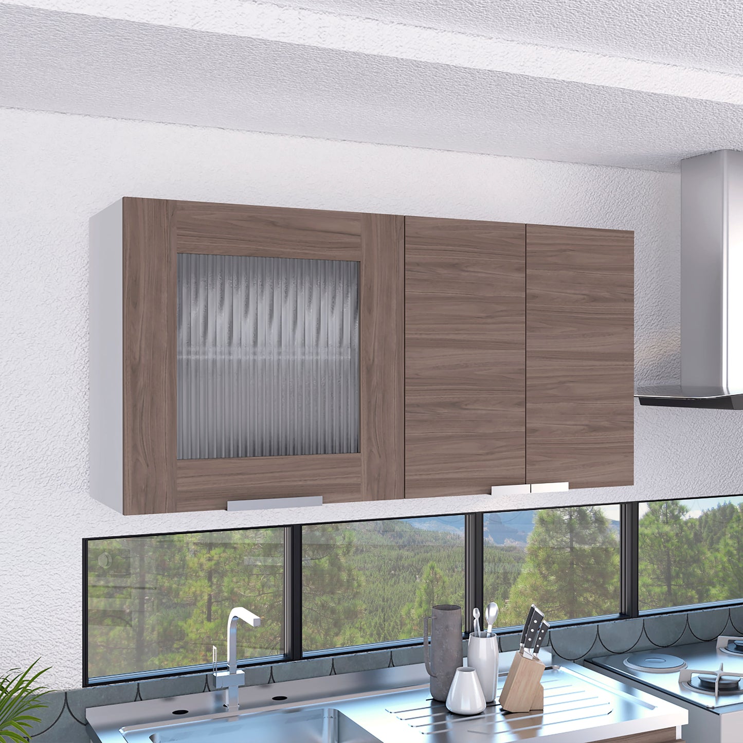Mueble Superior Fendi Rta Blanco + Castaño