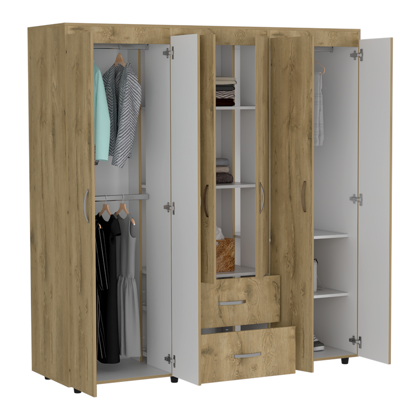 Closet Bariloche 180 X 170 X 50 Rta Blanco + Macadamia