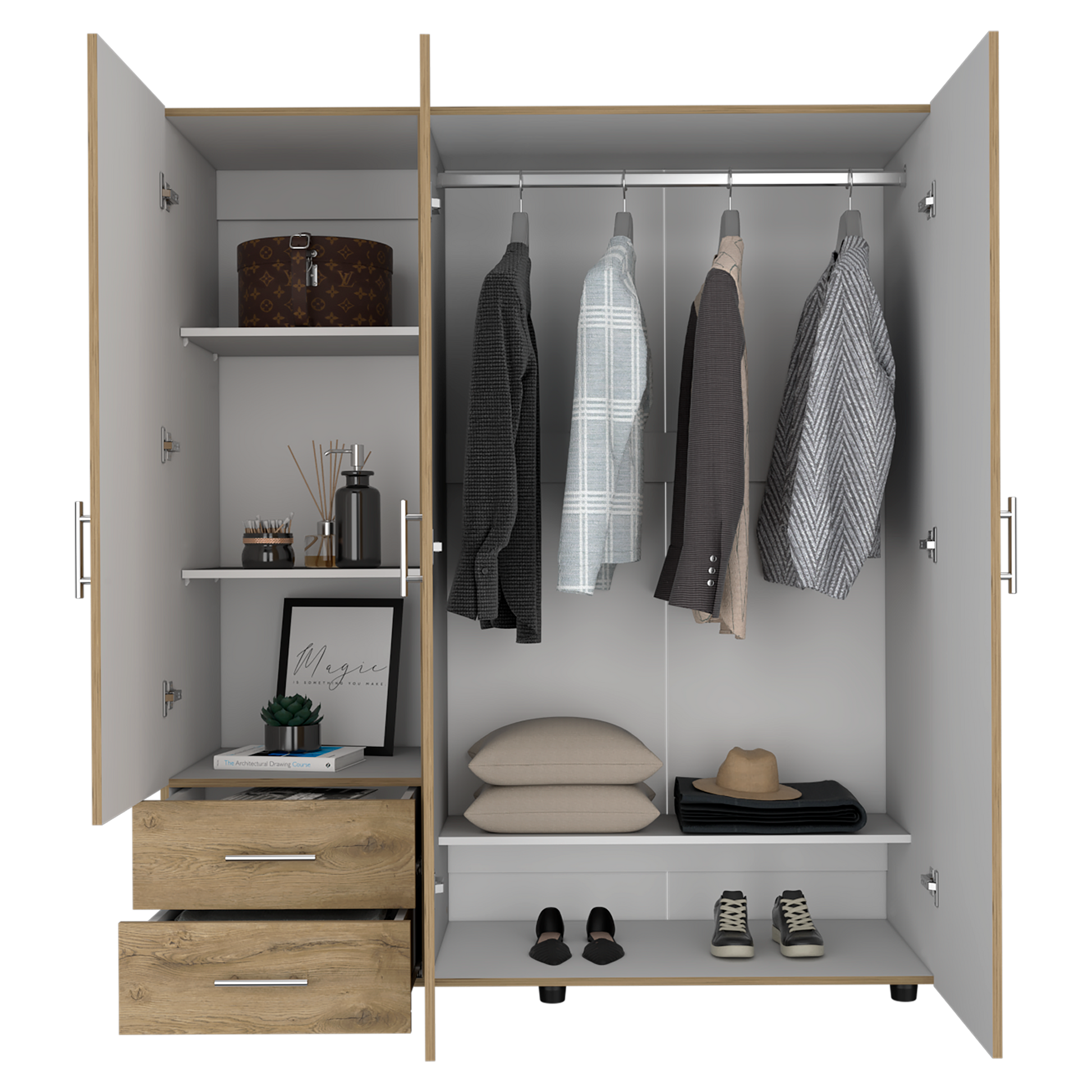 Closet Dassel 161 X 140 X 51 Rta Macadamia + Blanco