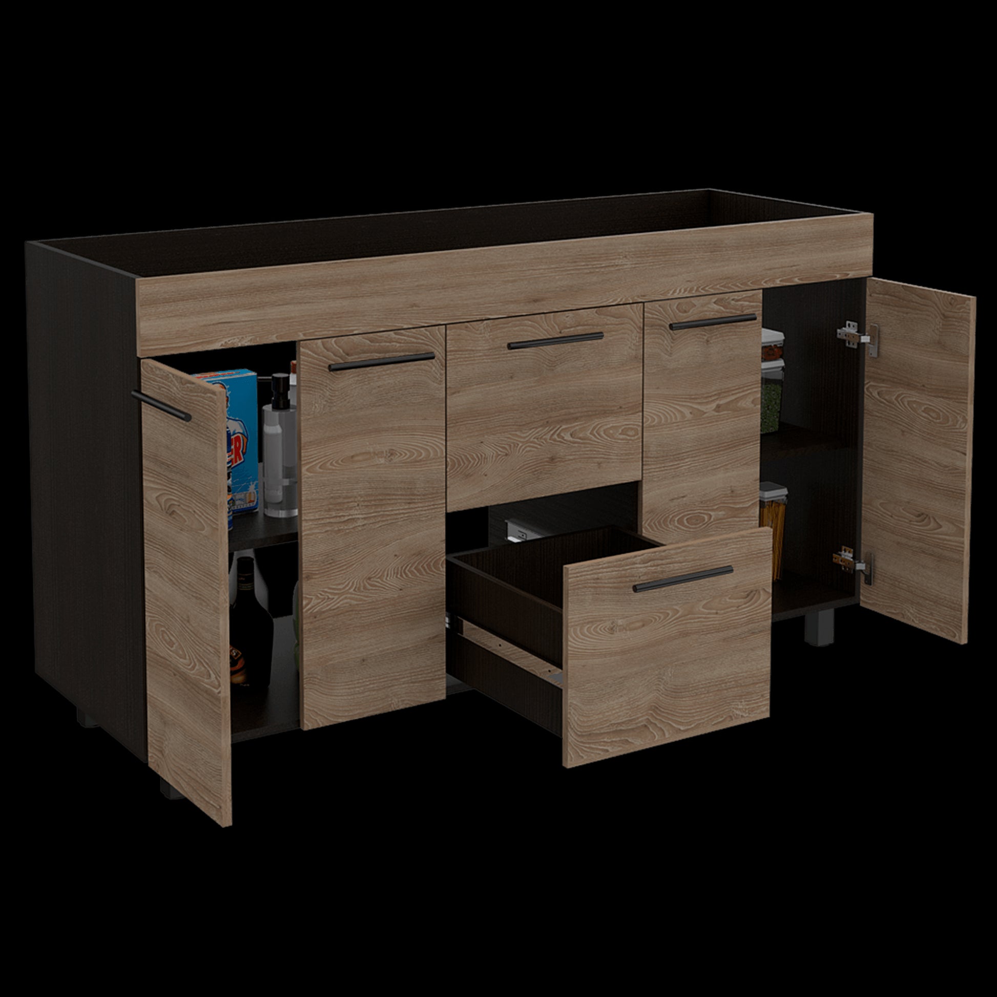 Mueble Inferior De Cocina 150 Luna Rta Wengue + Miel