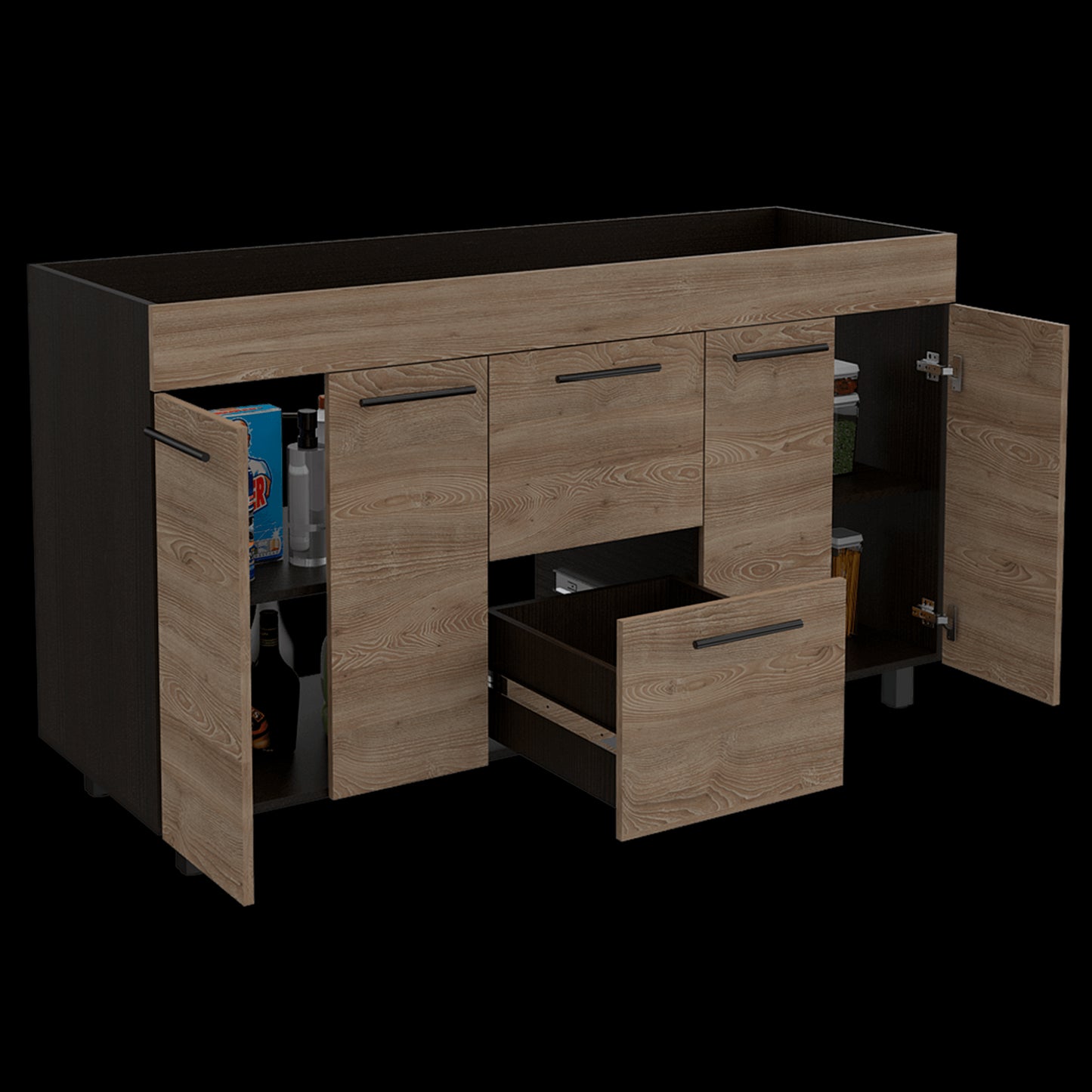 Mueble Inferior De Cocina 150 Luna Rta Wengue + Miel