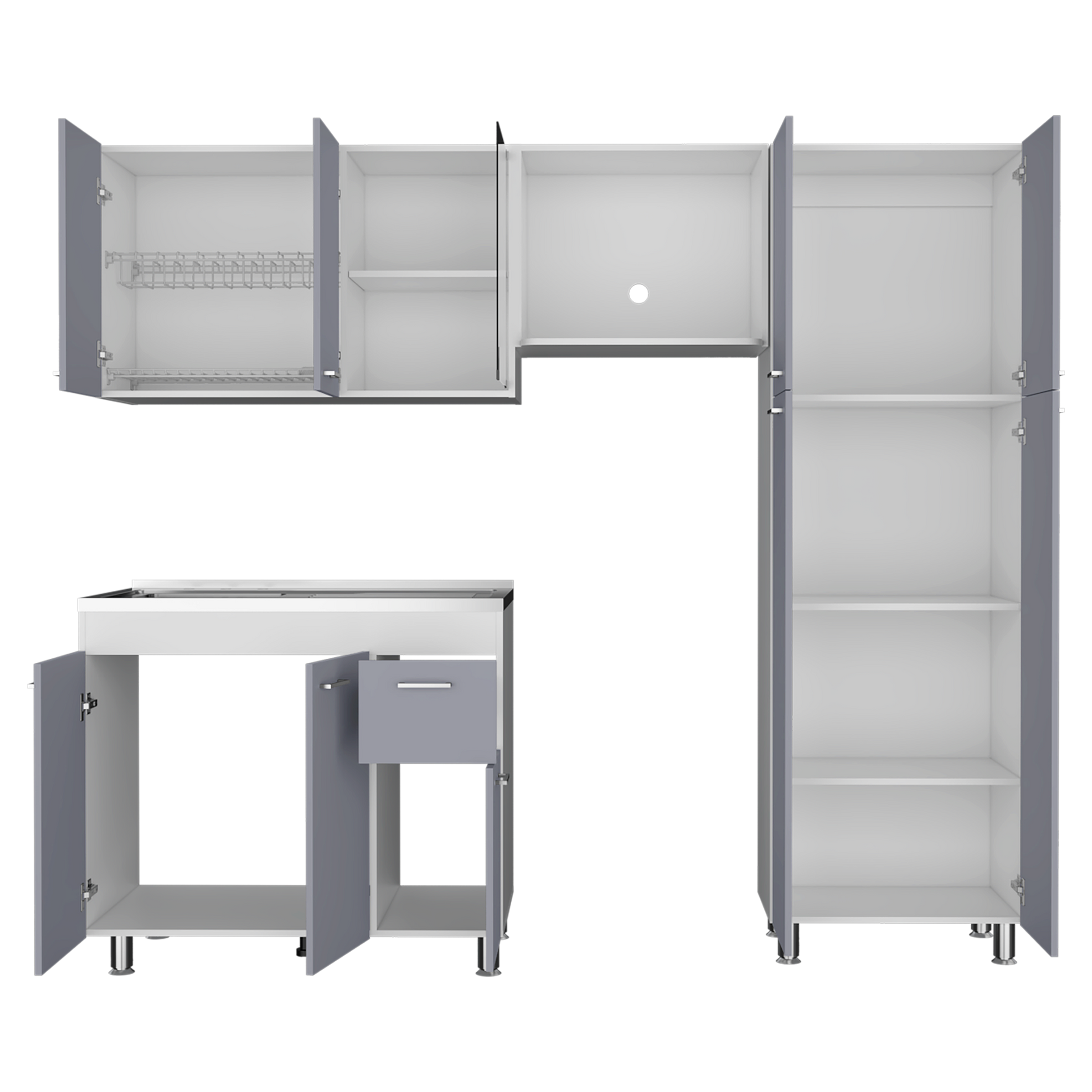 Cocina Completa Ferreti Rta Blanco + Gris