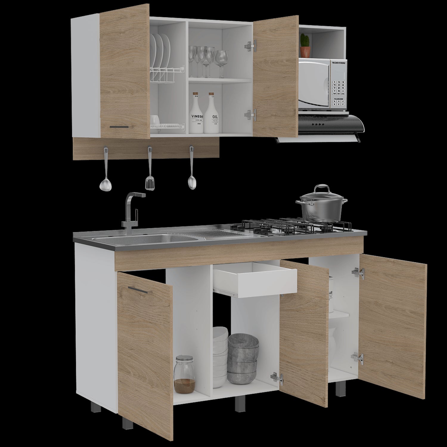Cocina 150 Miro Rta Blanco + Rovere