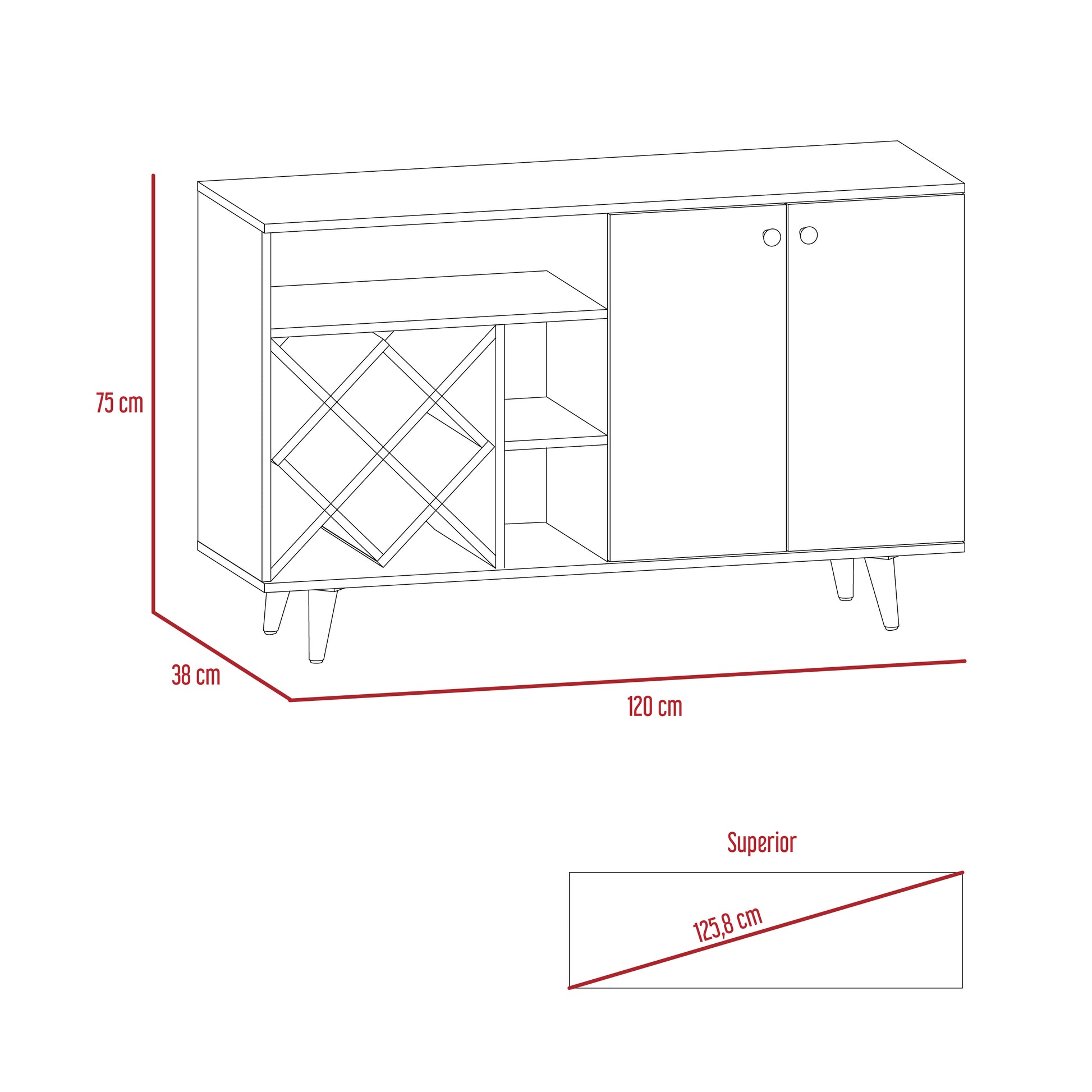Mueble Bar Vithi Rta Macadamia + Blanco
